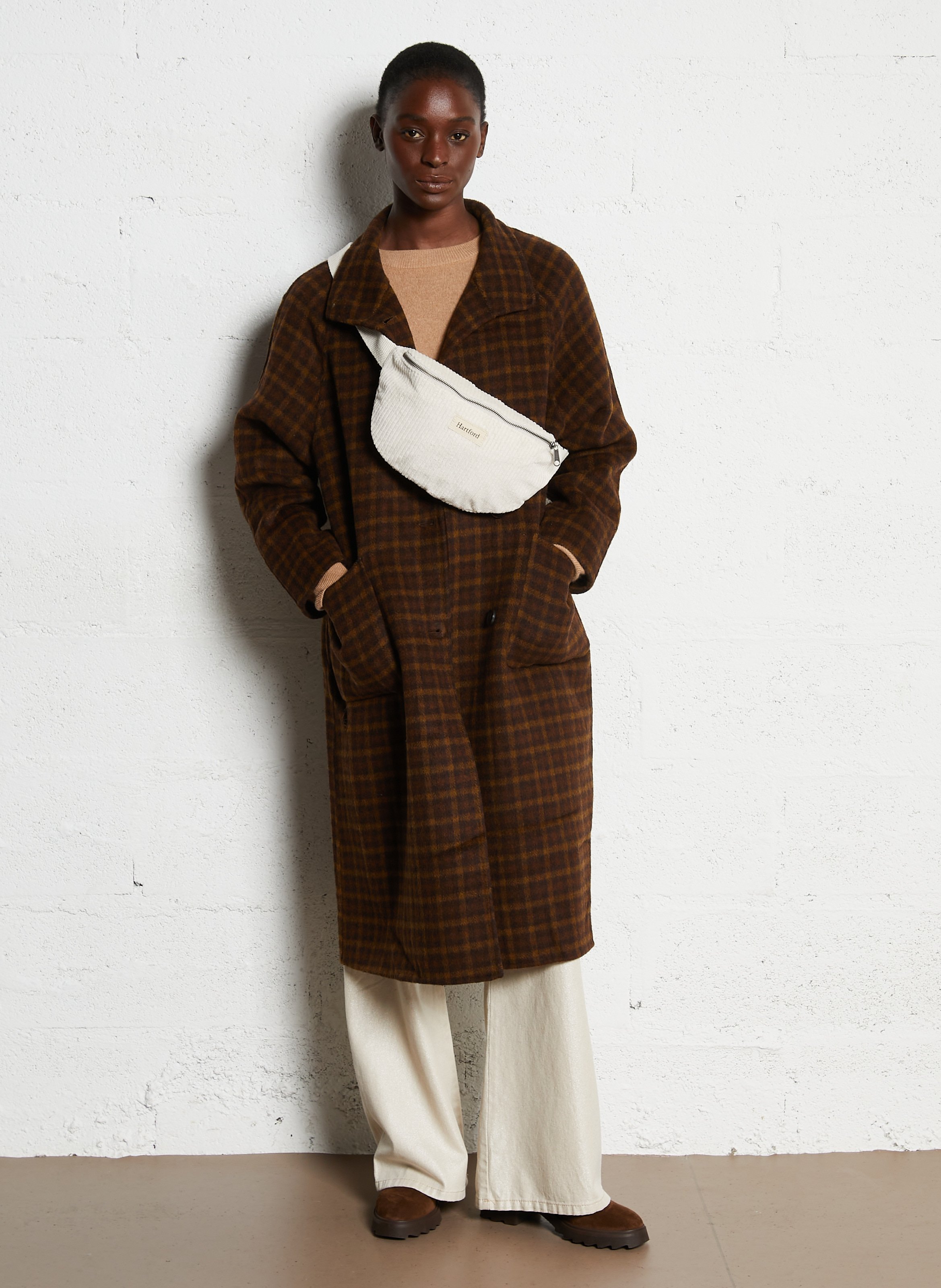 Sac banane en coton côtelé HARTFORD Beige