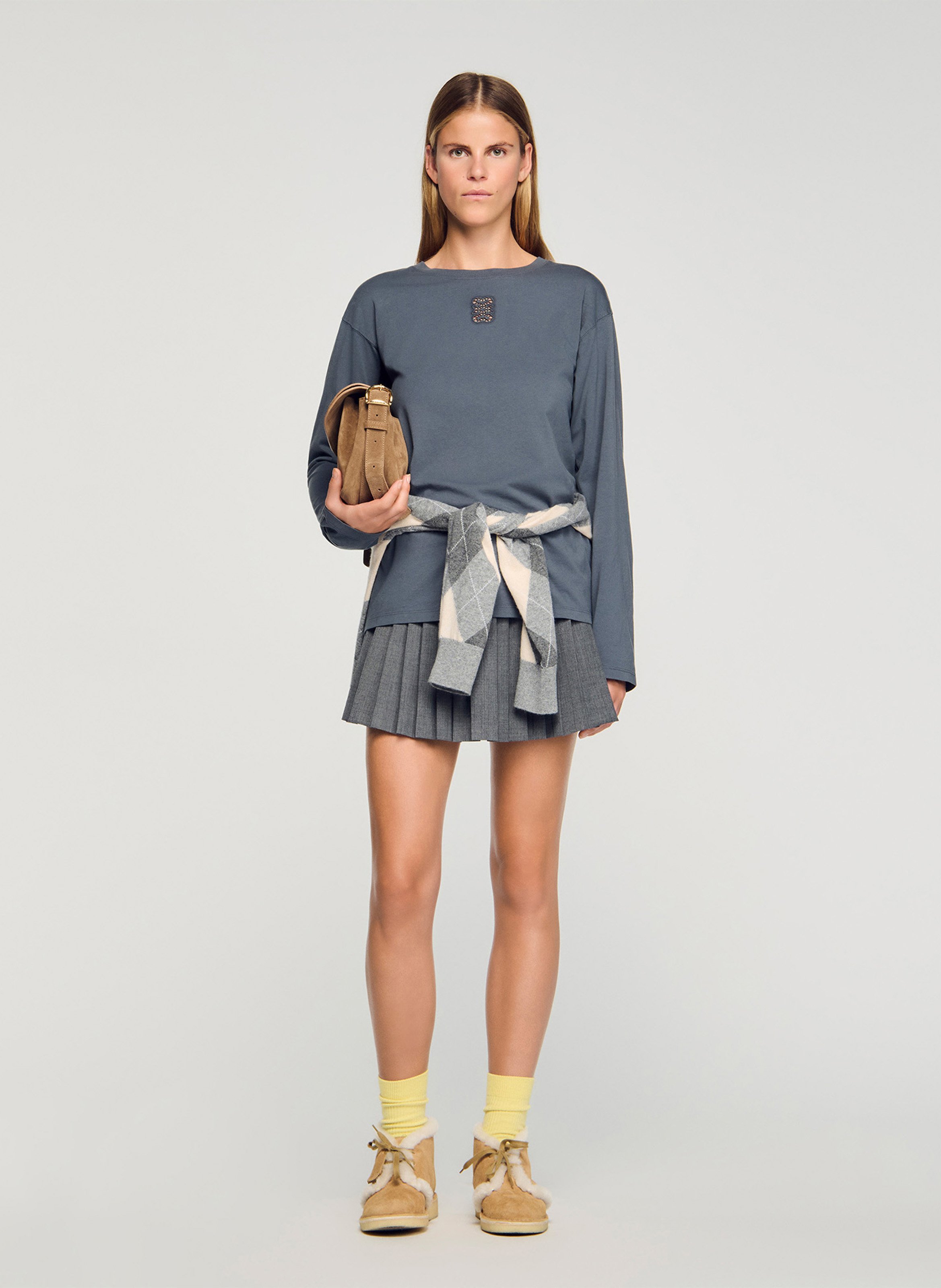 Recht, katoenen T-shirt SANDRO Grijs