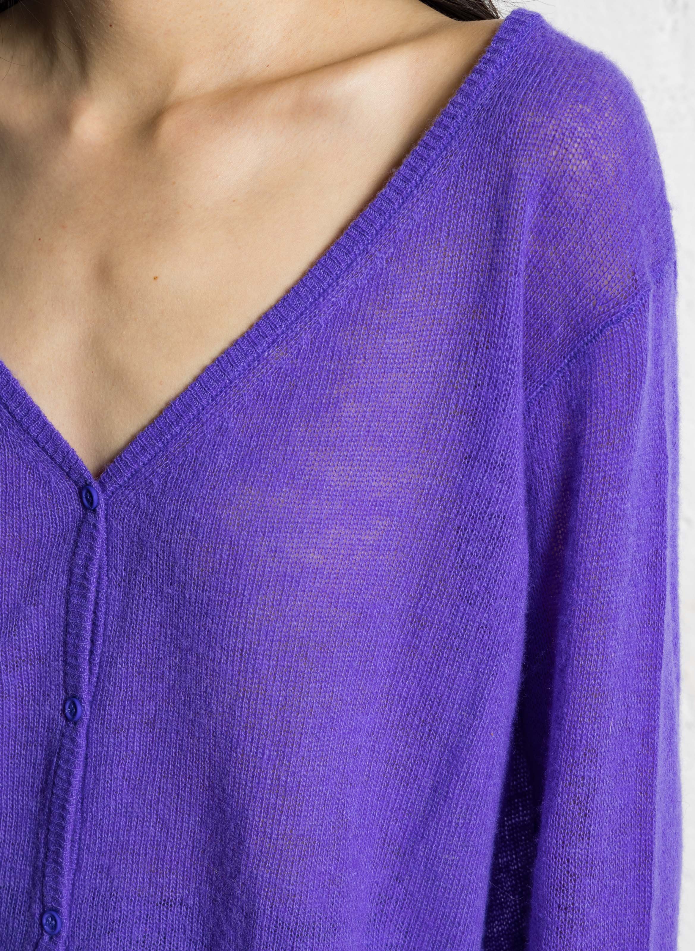 Straight knitted cardigan AMERICAN VINTAGE Purple