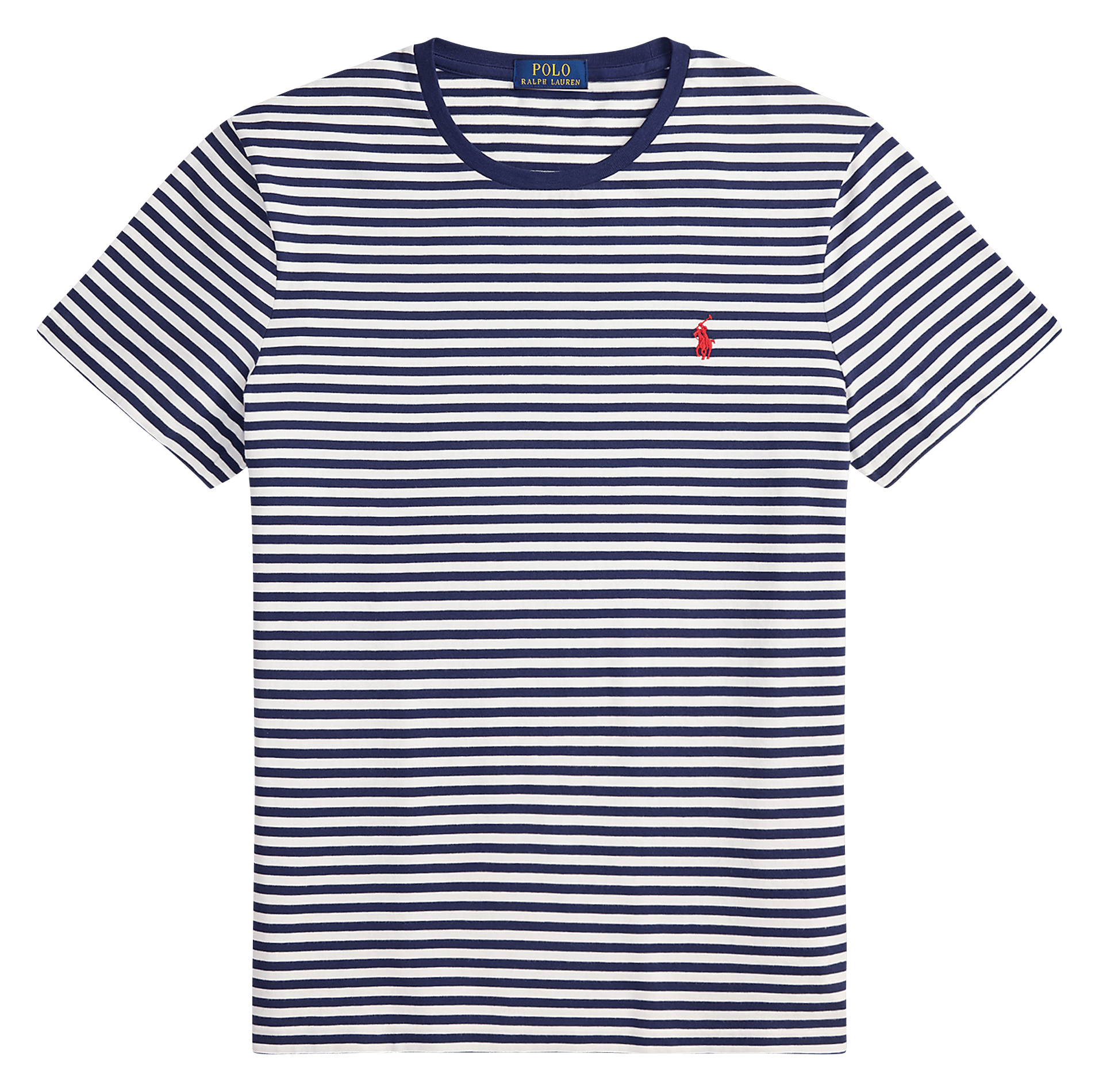 Camiseta recta con cuello redondo de algodón de rayas POLO RALPH LAUREN Azul
