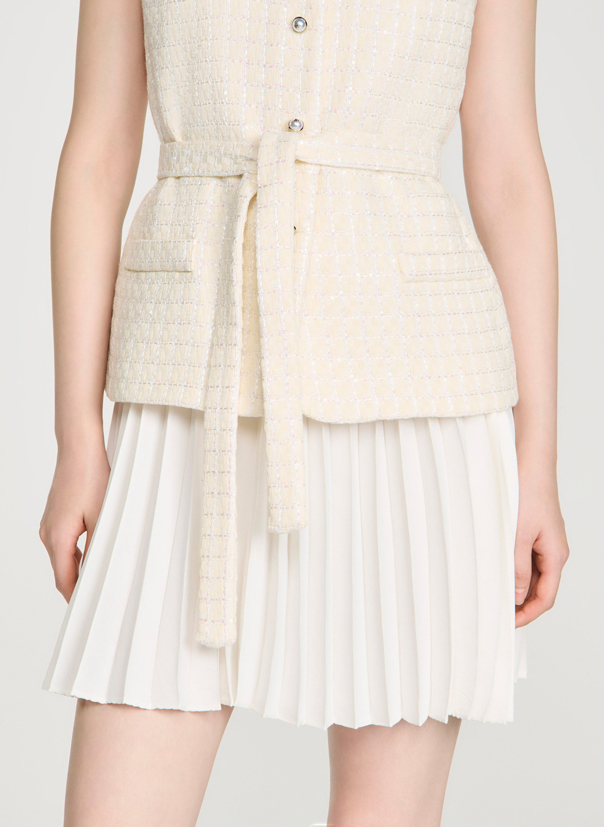 Robe courte col rond SANDRO Blanc