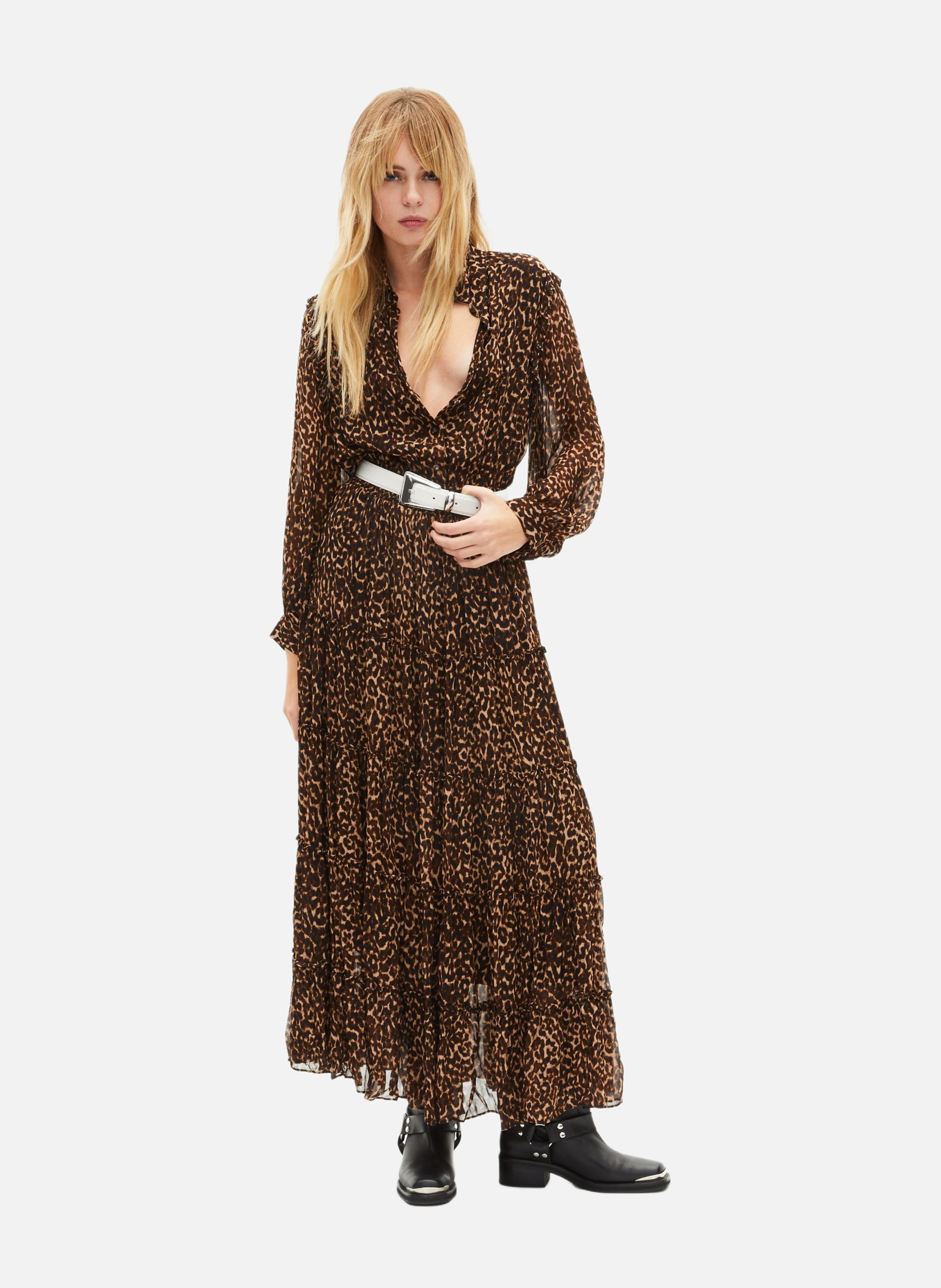 Golden Western buckle leather belt THE KOOPLES Beige