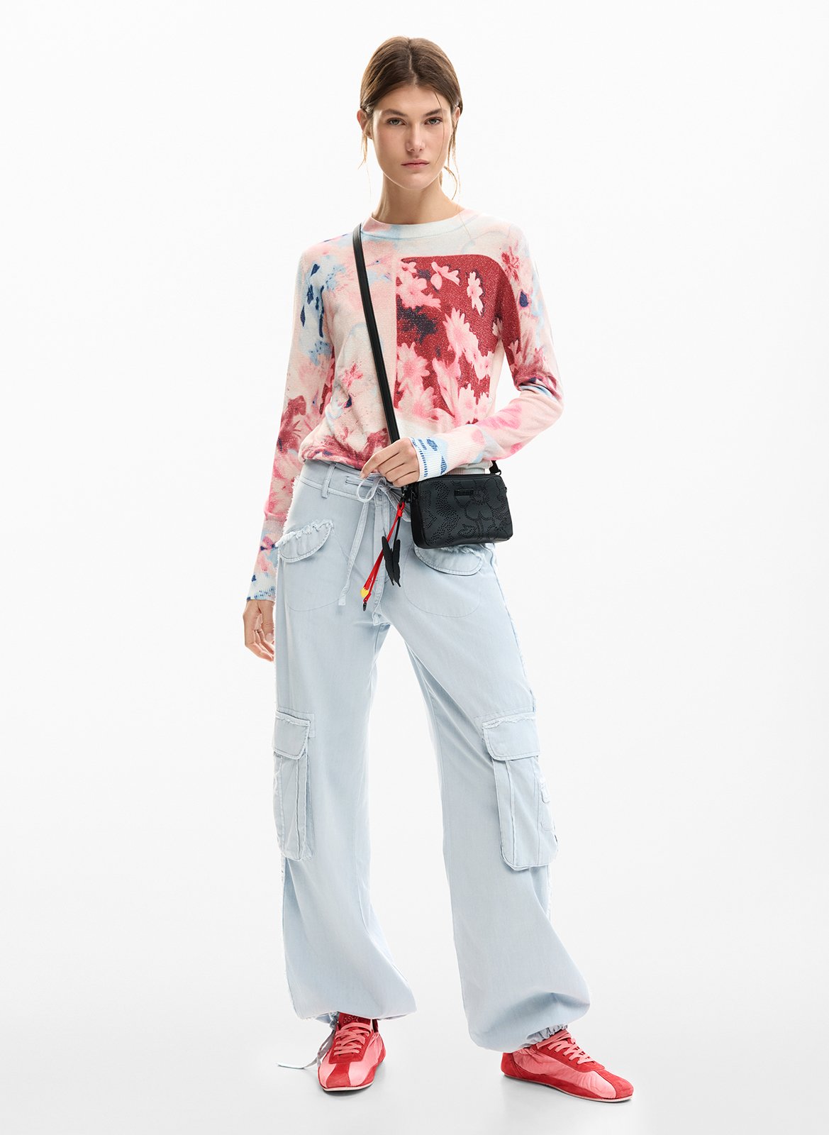 Umhängetasche mit Reißverschluss und Strass DESIGUAL Schwarz