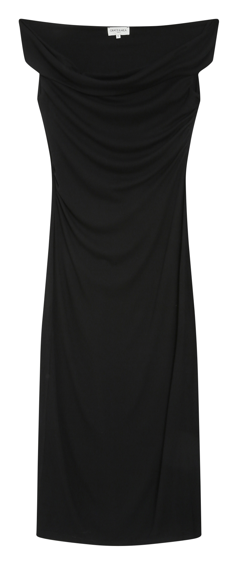 Robe longue col asymétrique GRACE ET MILA Noir