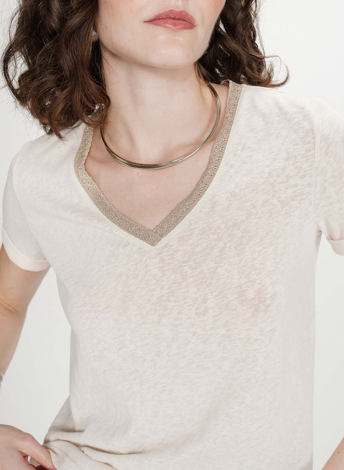 Basic cotton-mix T-shirt Brown