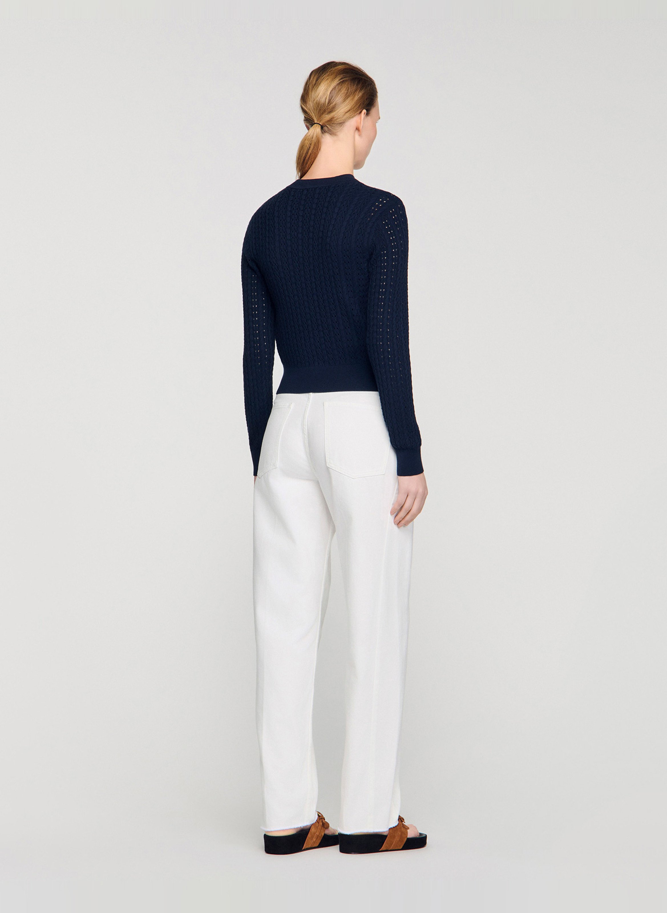 Buttoned cardigan in fancy knit SANDRO Blue