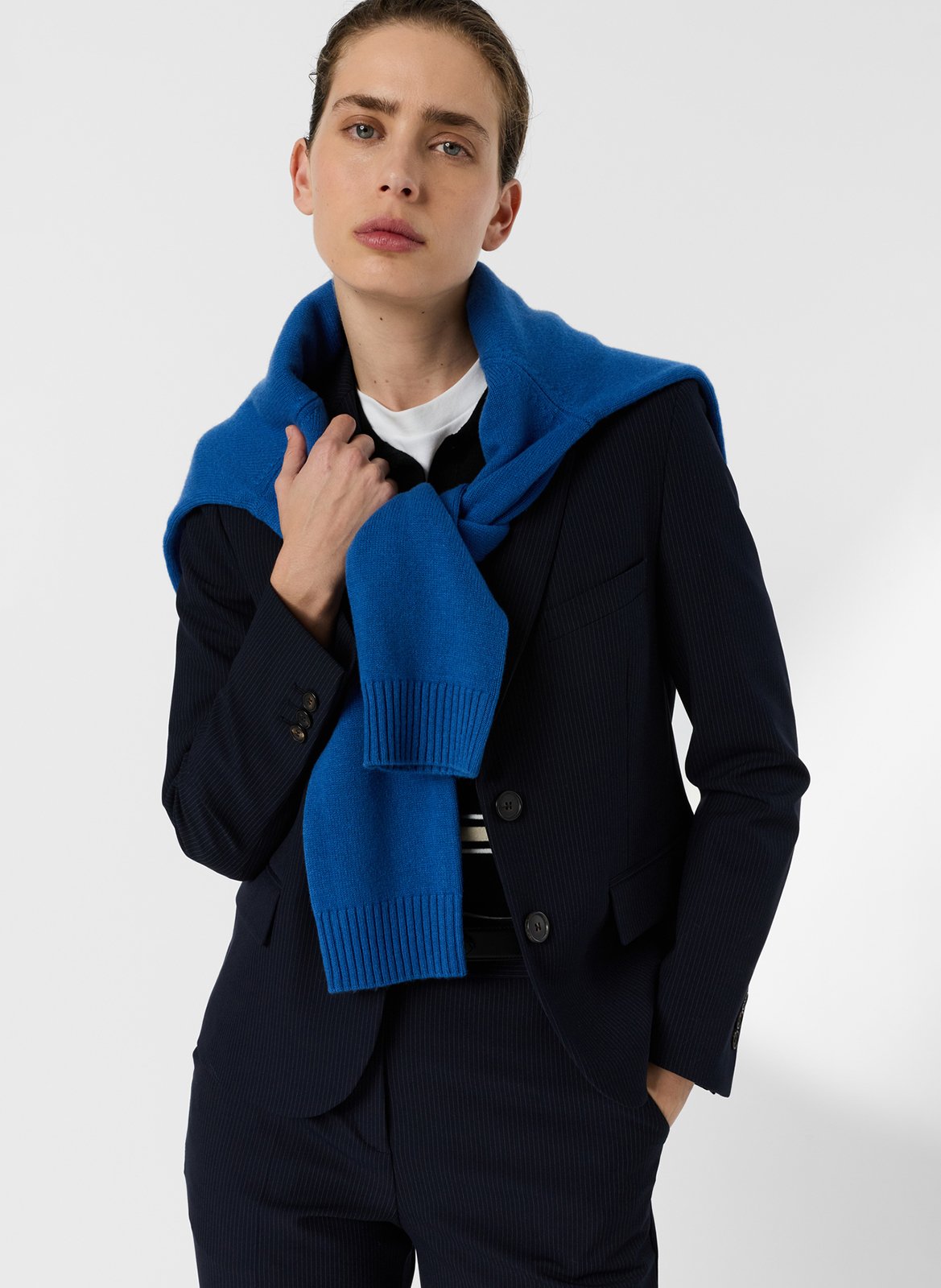 Straight striped tailored jacket GERARD DAREL Blue