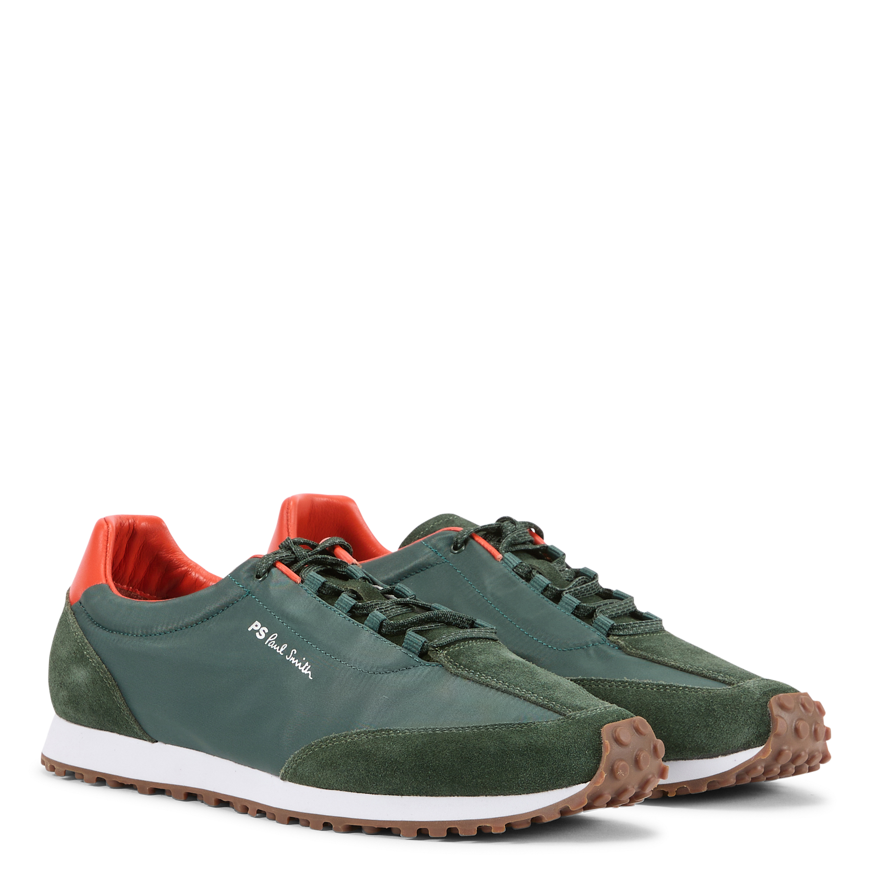 Niedrige Schnürsneaker aus Leder-Mix PAUL SMITH Khaki