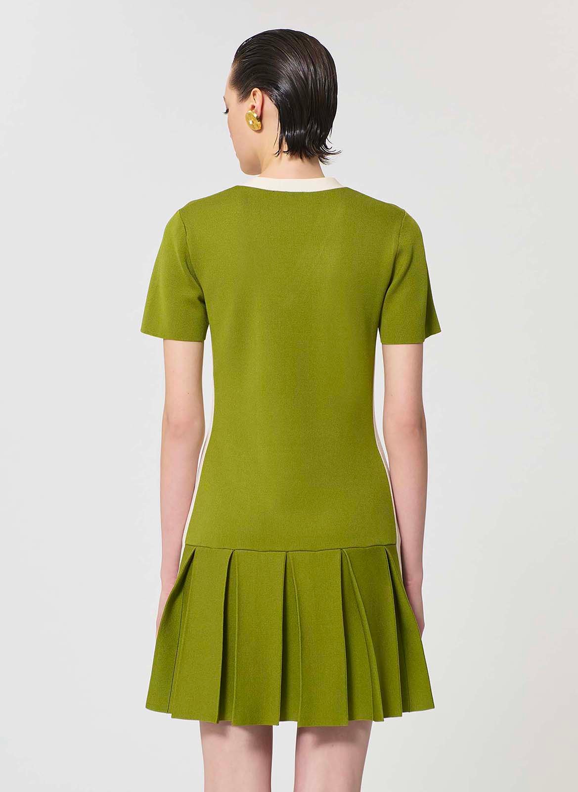 Robe courte plissée manches courtes  TARA JARMON Vert