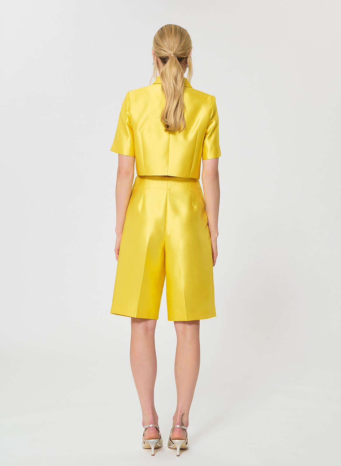 Satijnen short met hoge taille TARA JARMON Geel