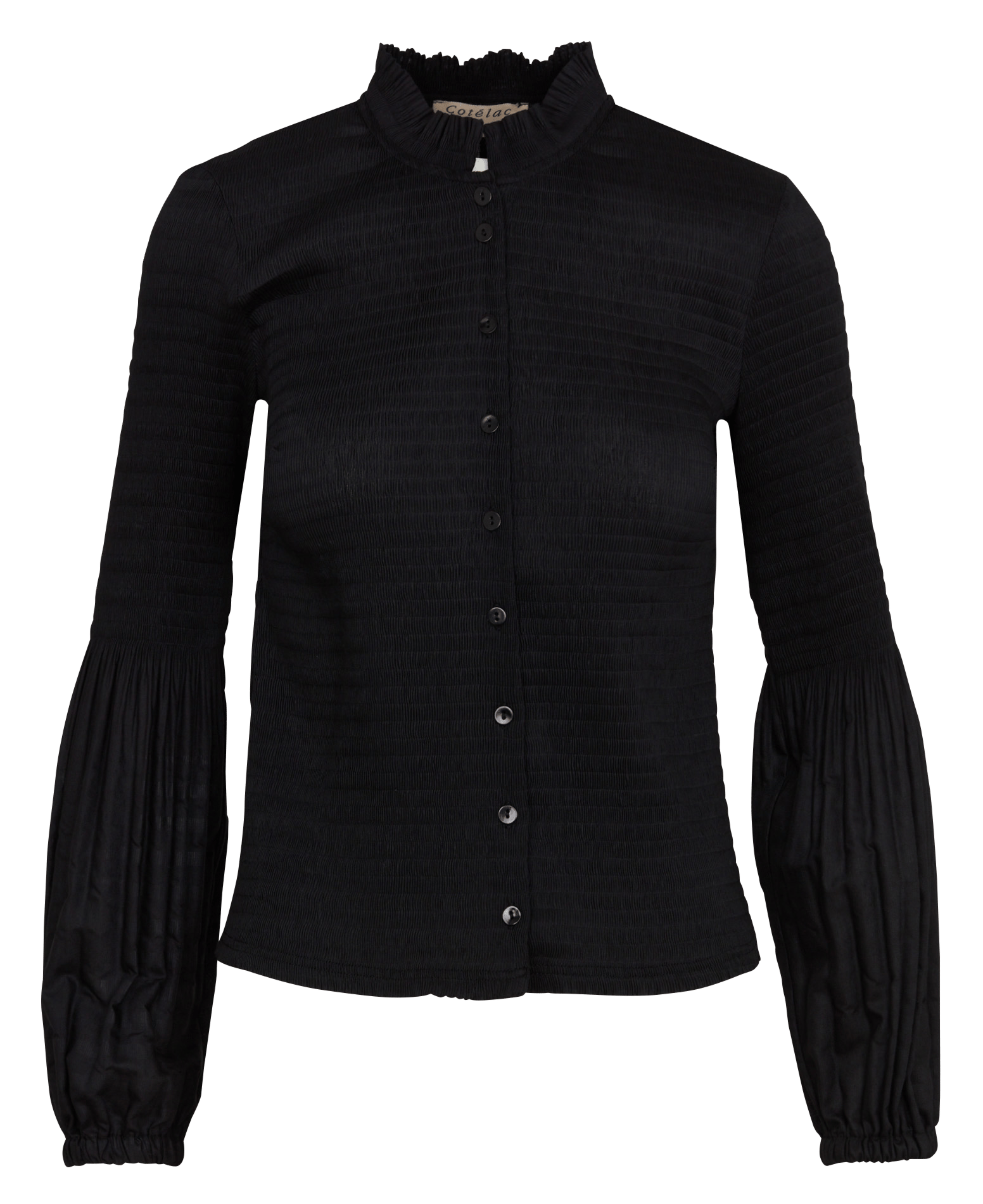 Chemise moulante plissée COTELAC Noir