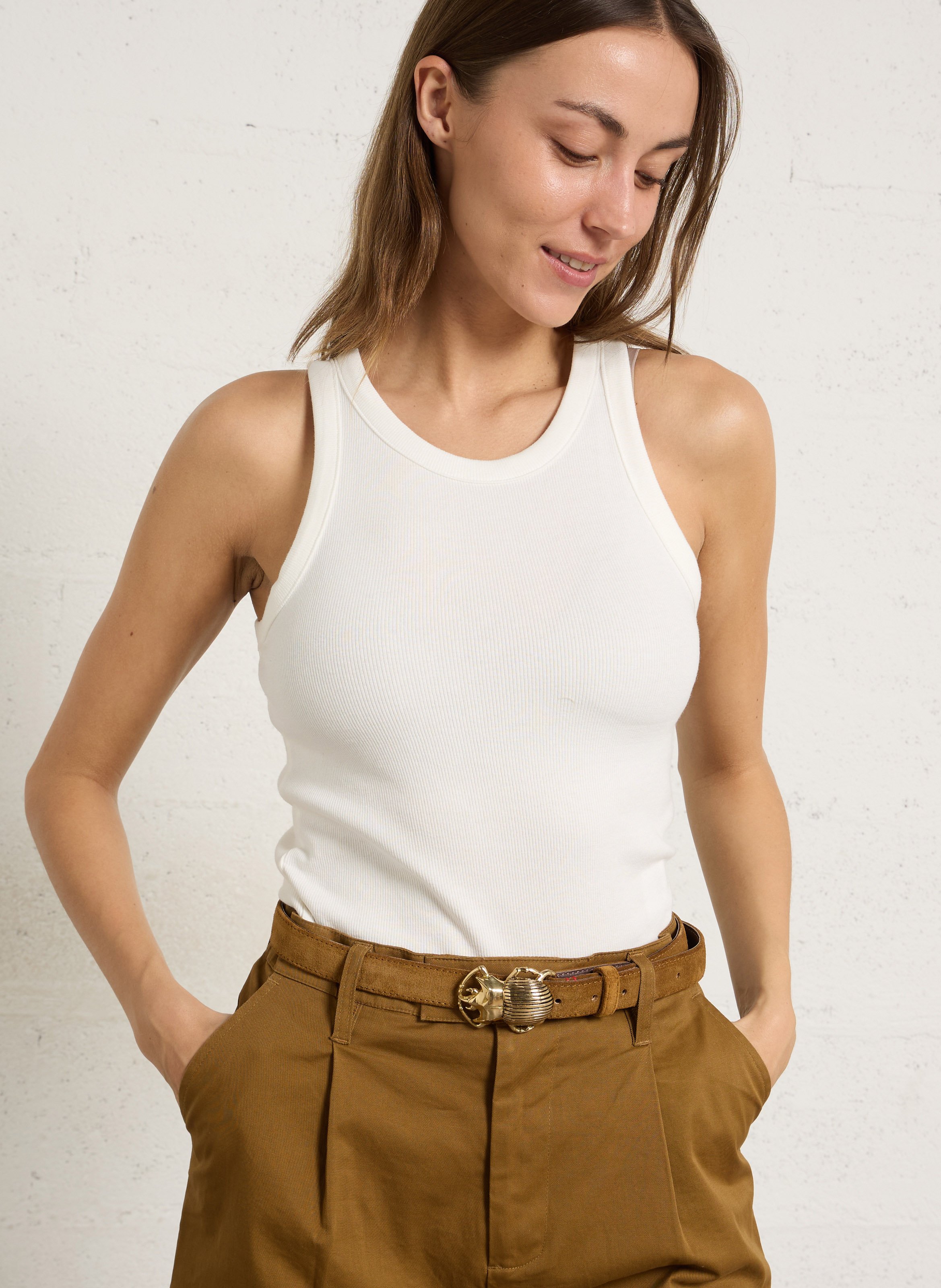 Suede belt CLARIS VIROT Brown