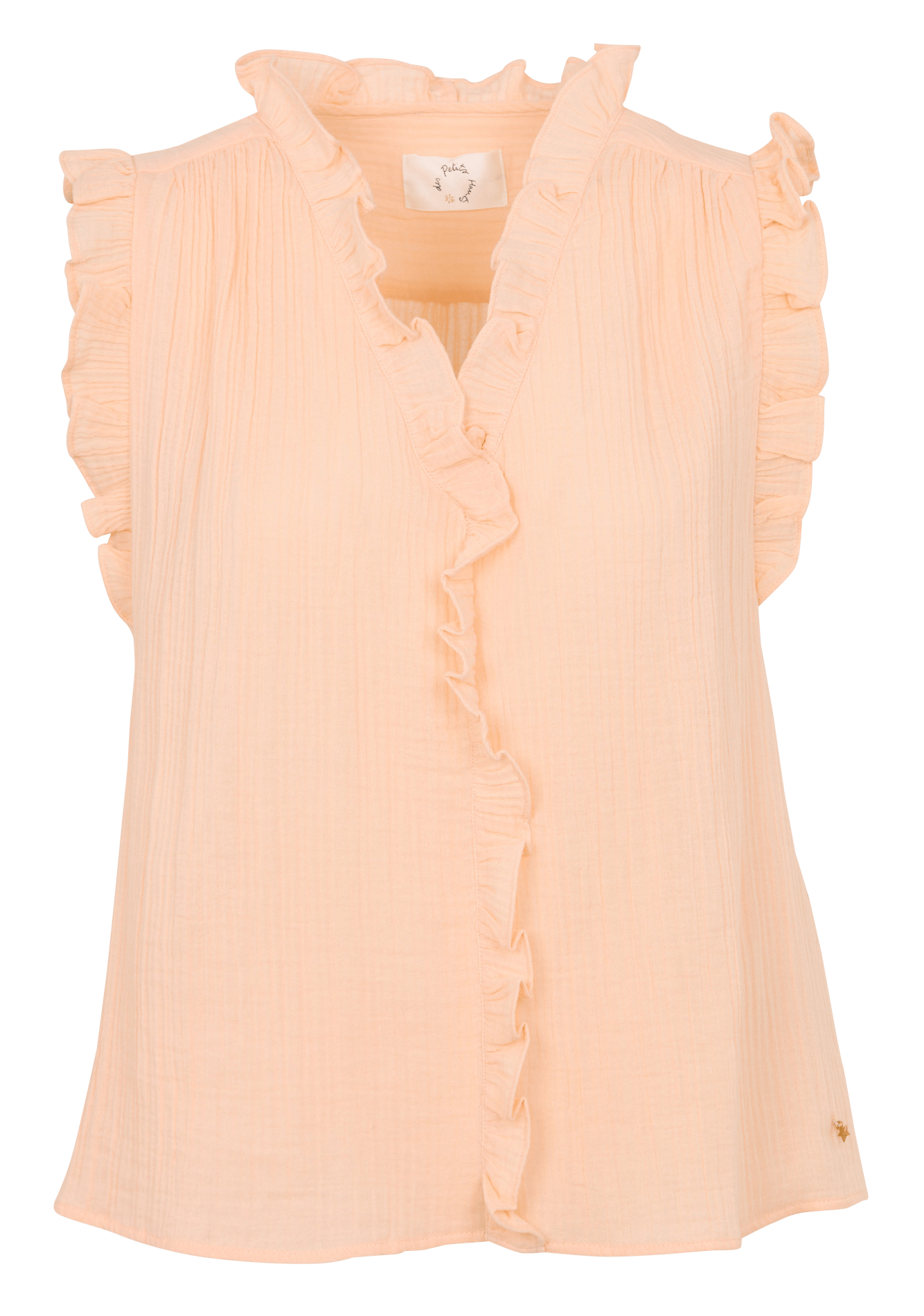 Sleeveless V-neck top with ruffles DES PETITS HAUTS