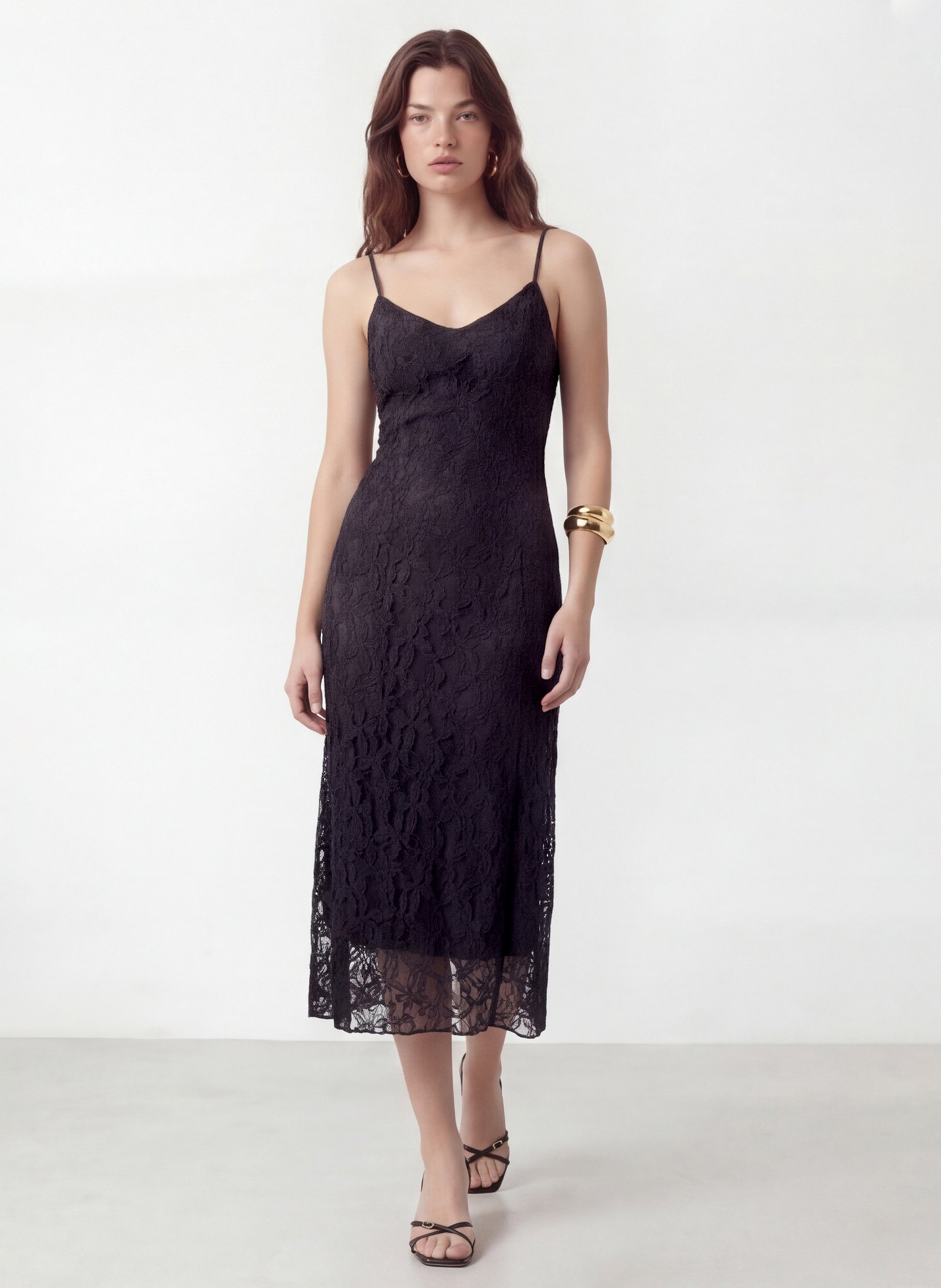 Fitted long dress with lace KOOKAI