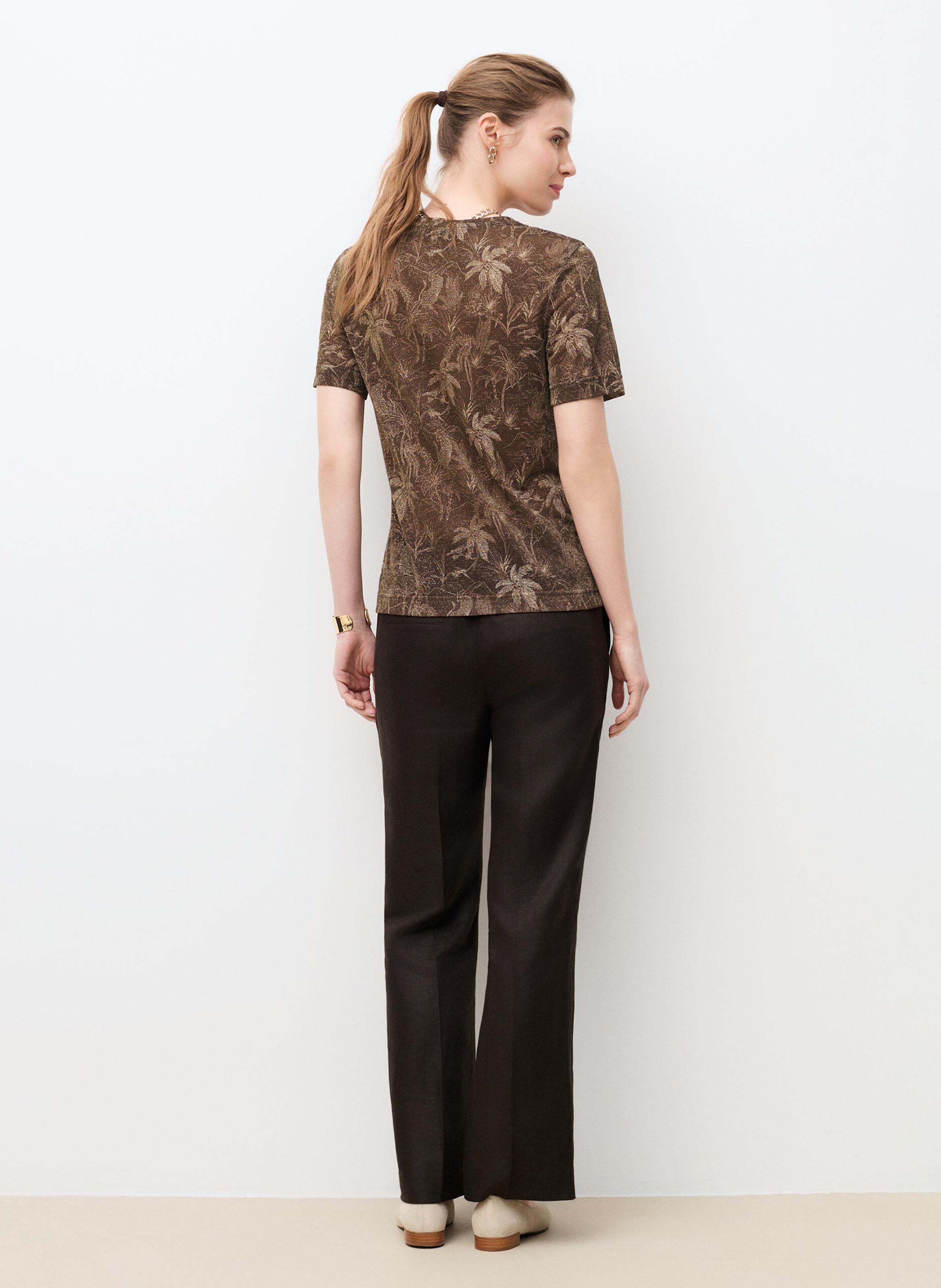 Tee-shirt col rond imprimé CAROLL Marron