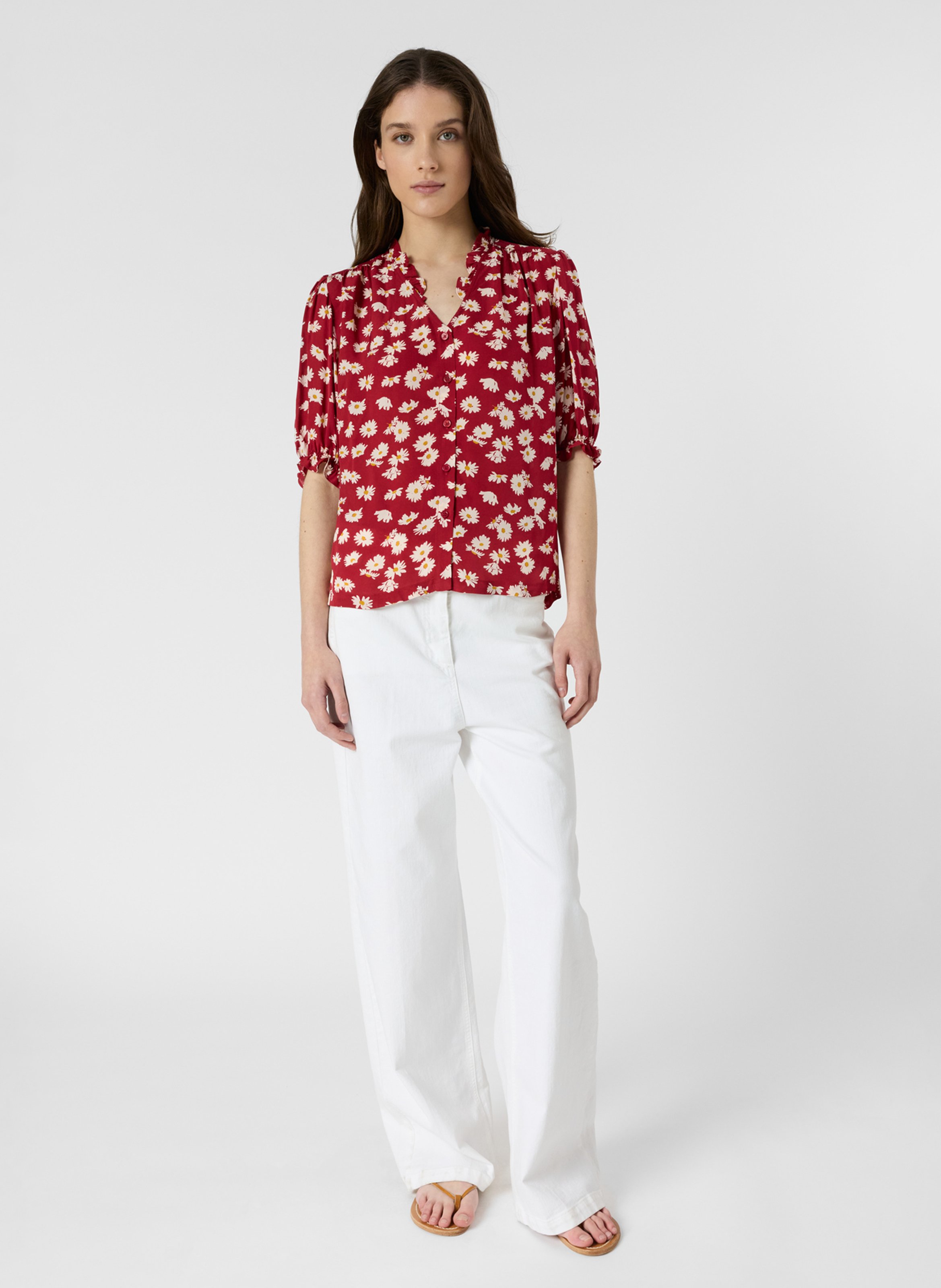 Blusenhemd mit V-Ausschnitt und Print GERARD DAREL Rot