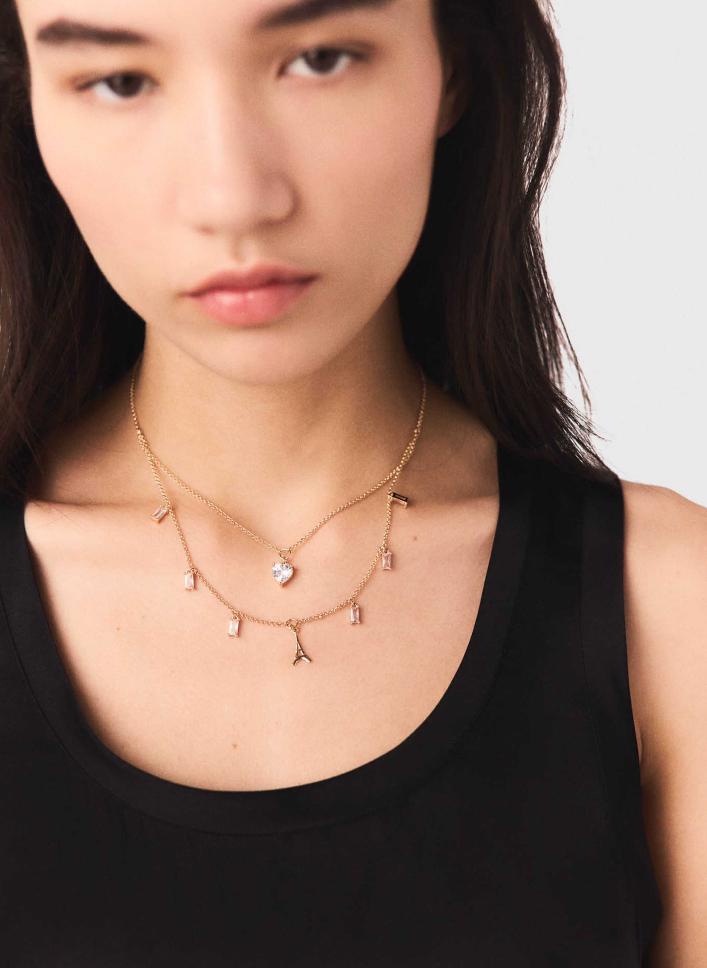 Strass ketting met kettingen MAJE Goudkleurig