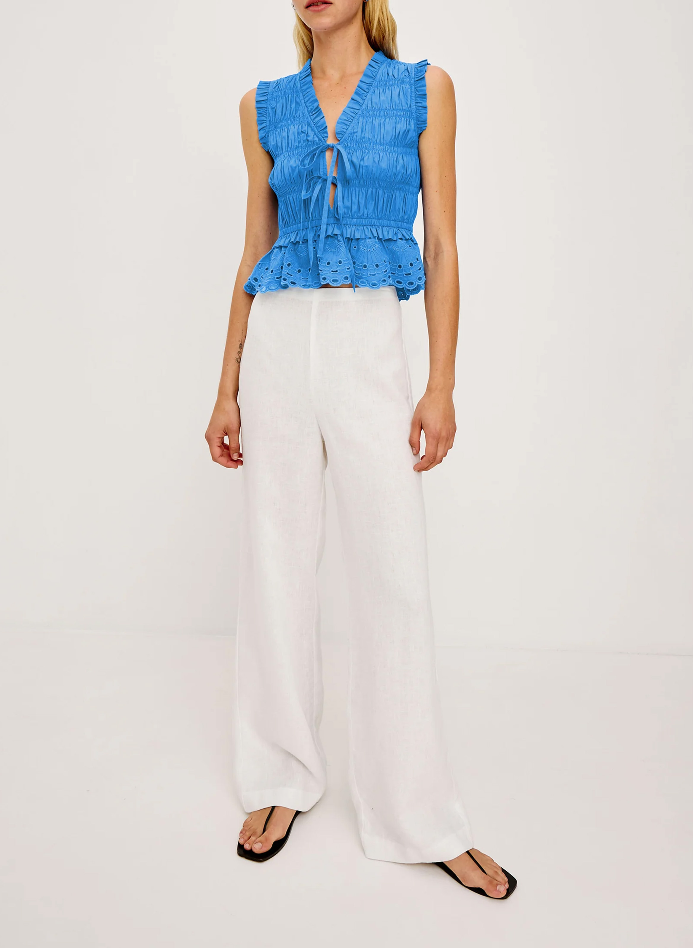 Katoenen top met V-hals RAILS Blauw