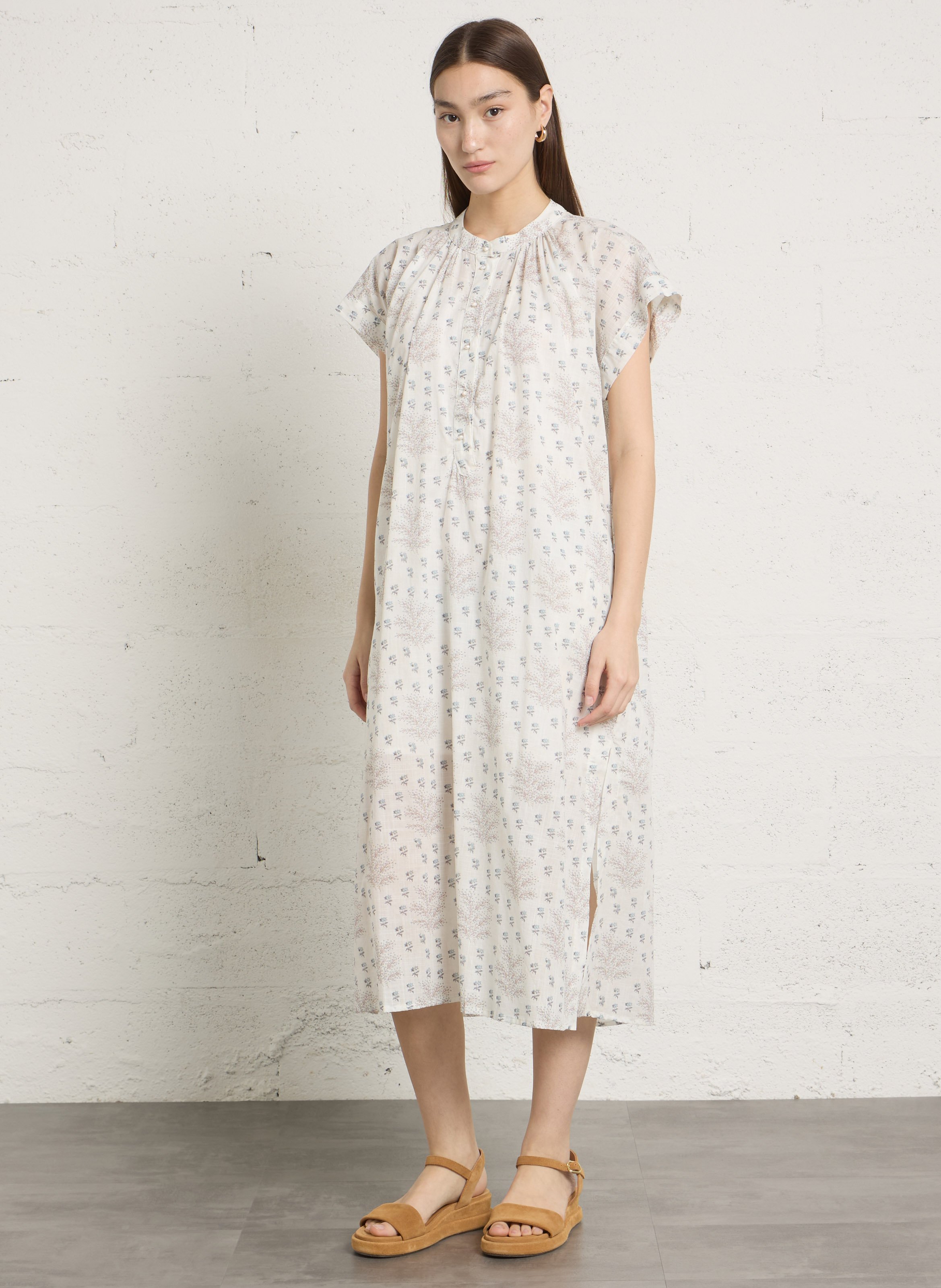 Long loose-fit printed dress HOD PARIS White