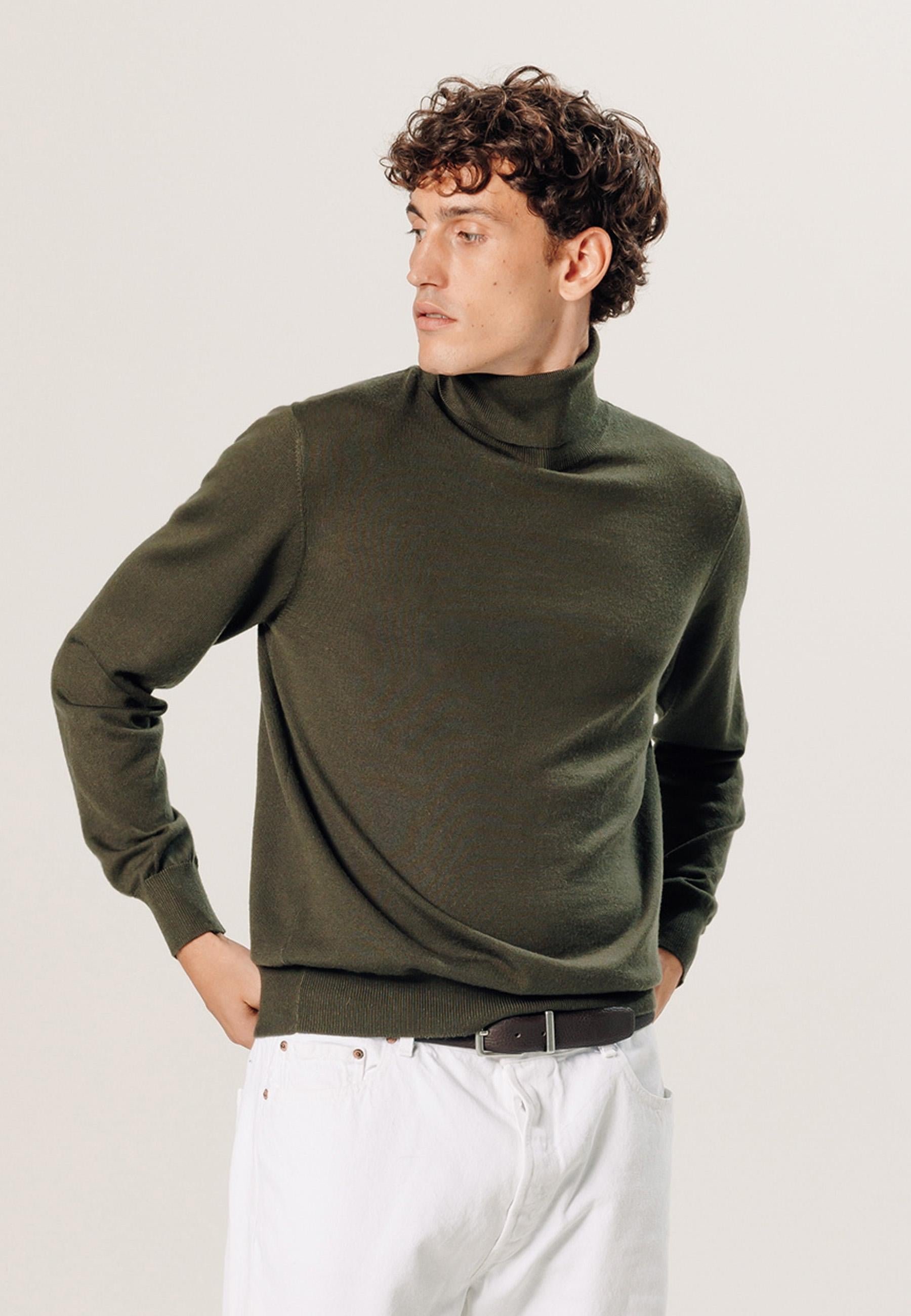 Pull col roulé en laine mérinos RODIER Vert