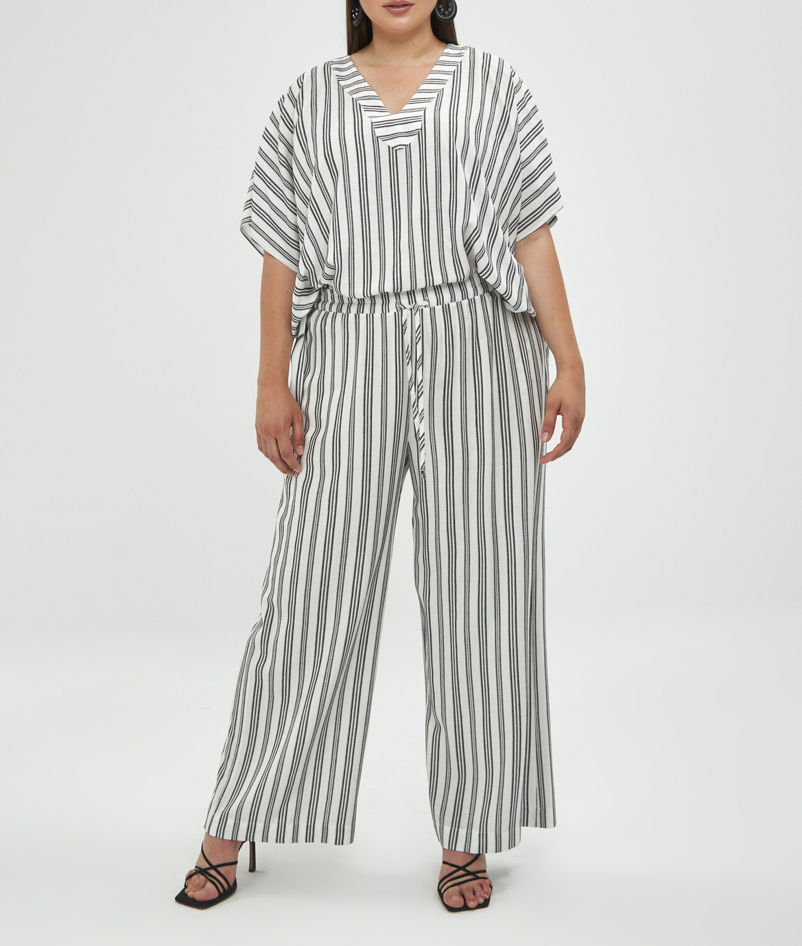 Pantalon droit taille haute à rayures MAT FASHION Multicolore