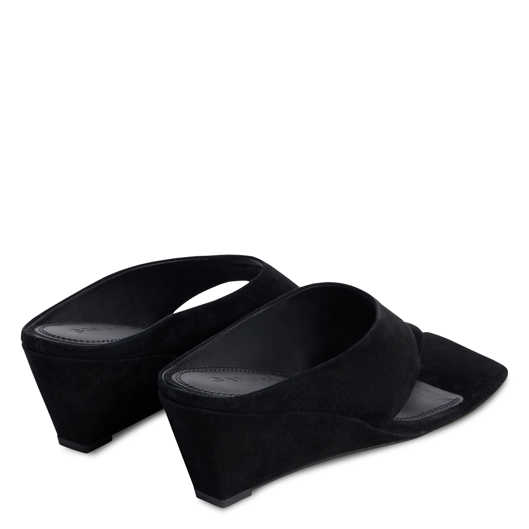 Mules compensées en cuir SANDRO Noir