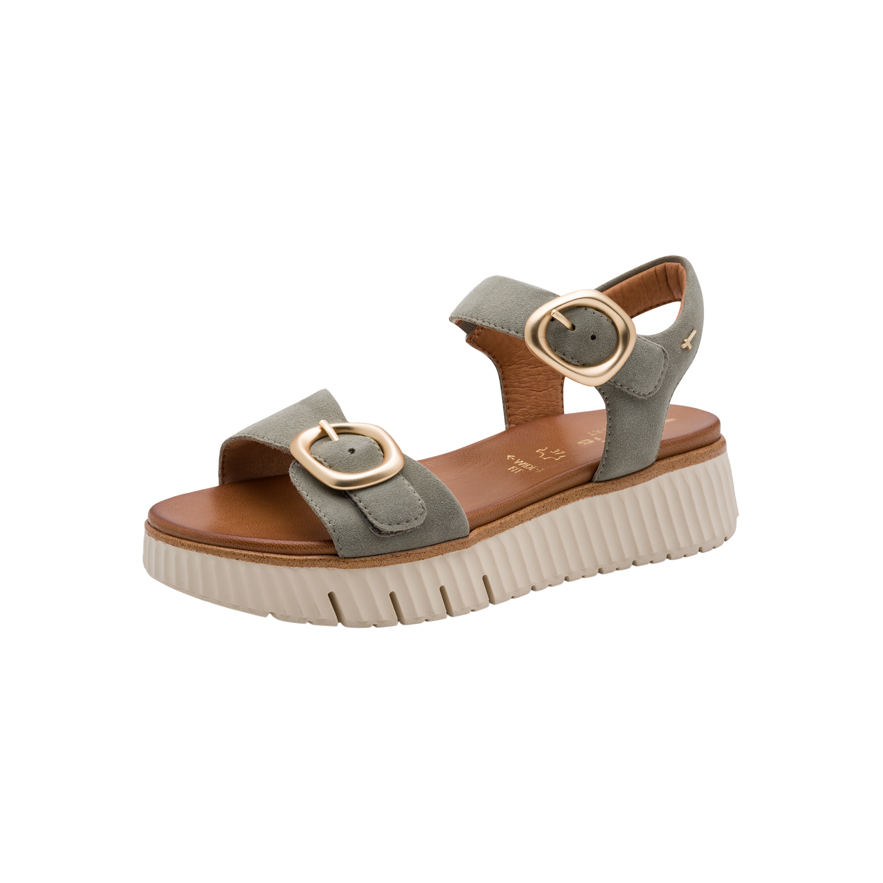 Leather comfort wedge sandals TAMARIS Green