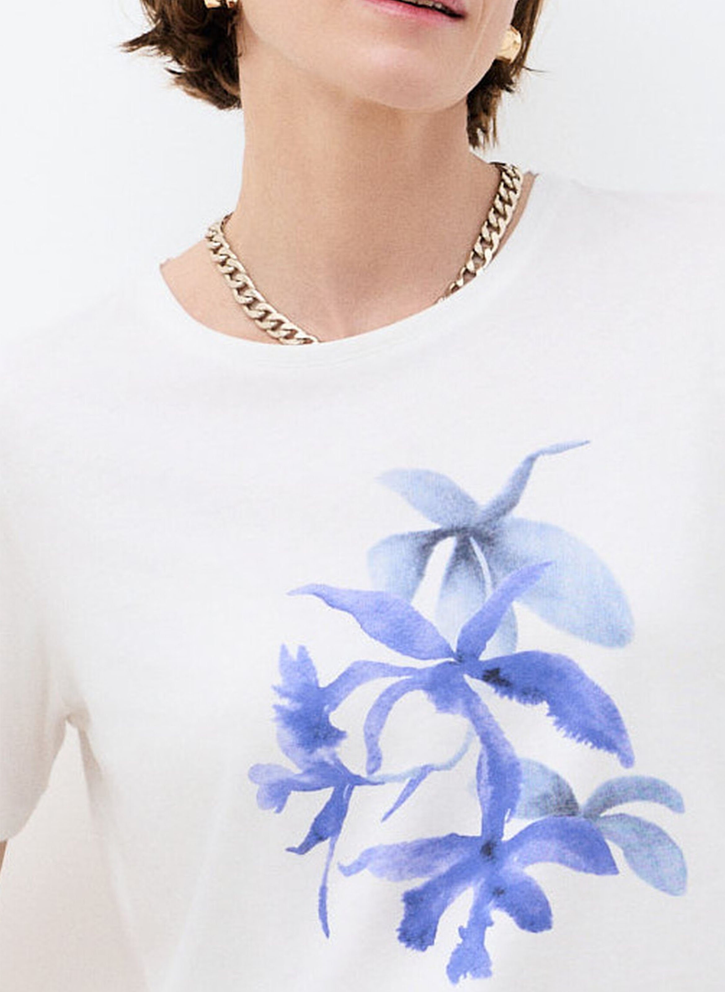 Tee-shirt droit à motif devant CAROLL Bleu