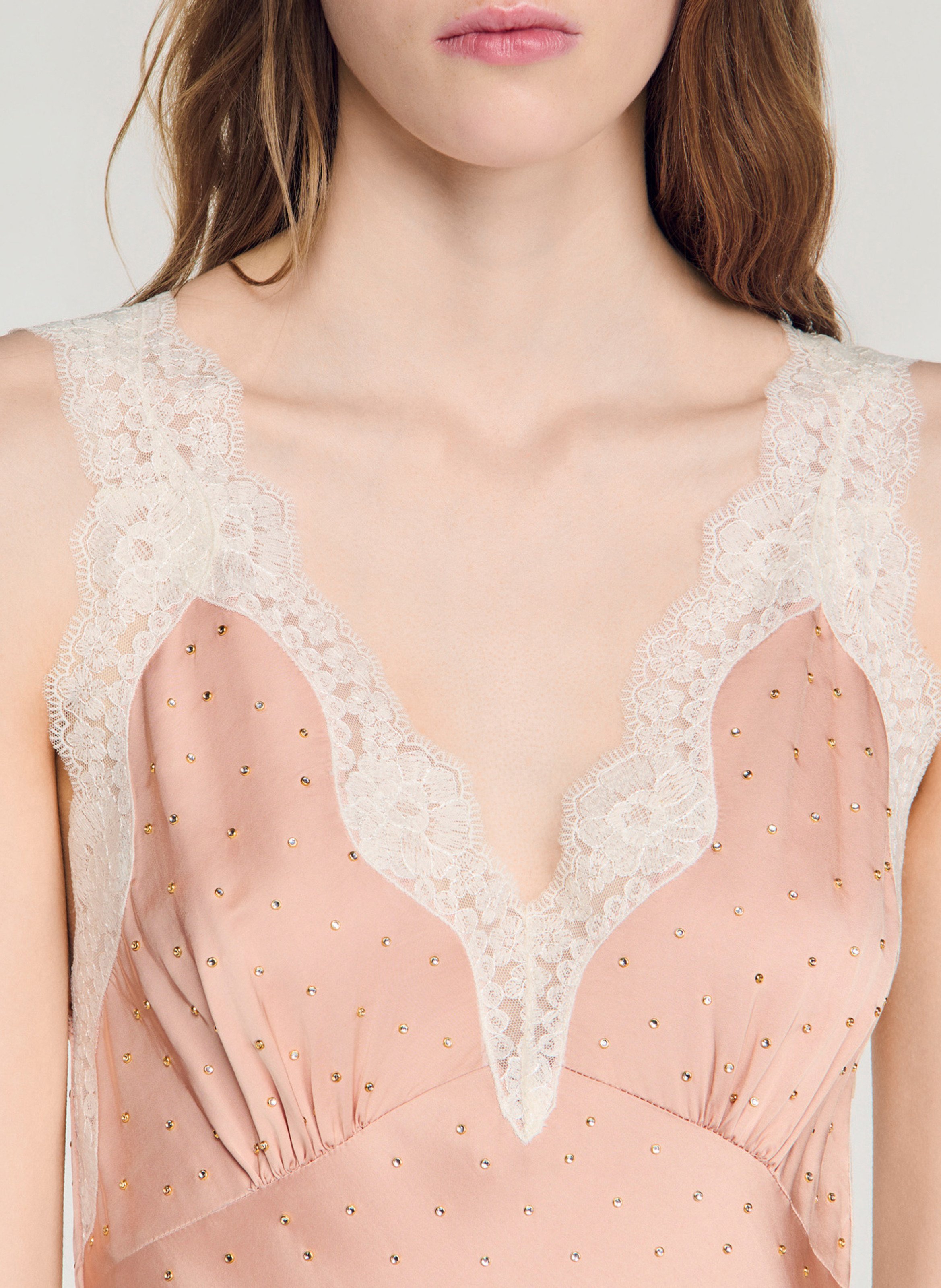 Midi-jurk met strass SANDRO Beige
