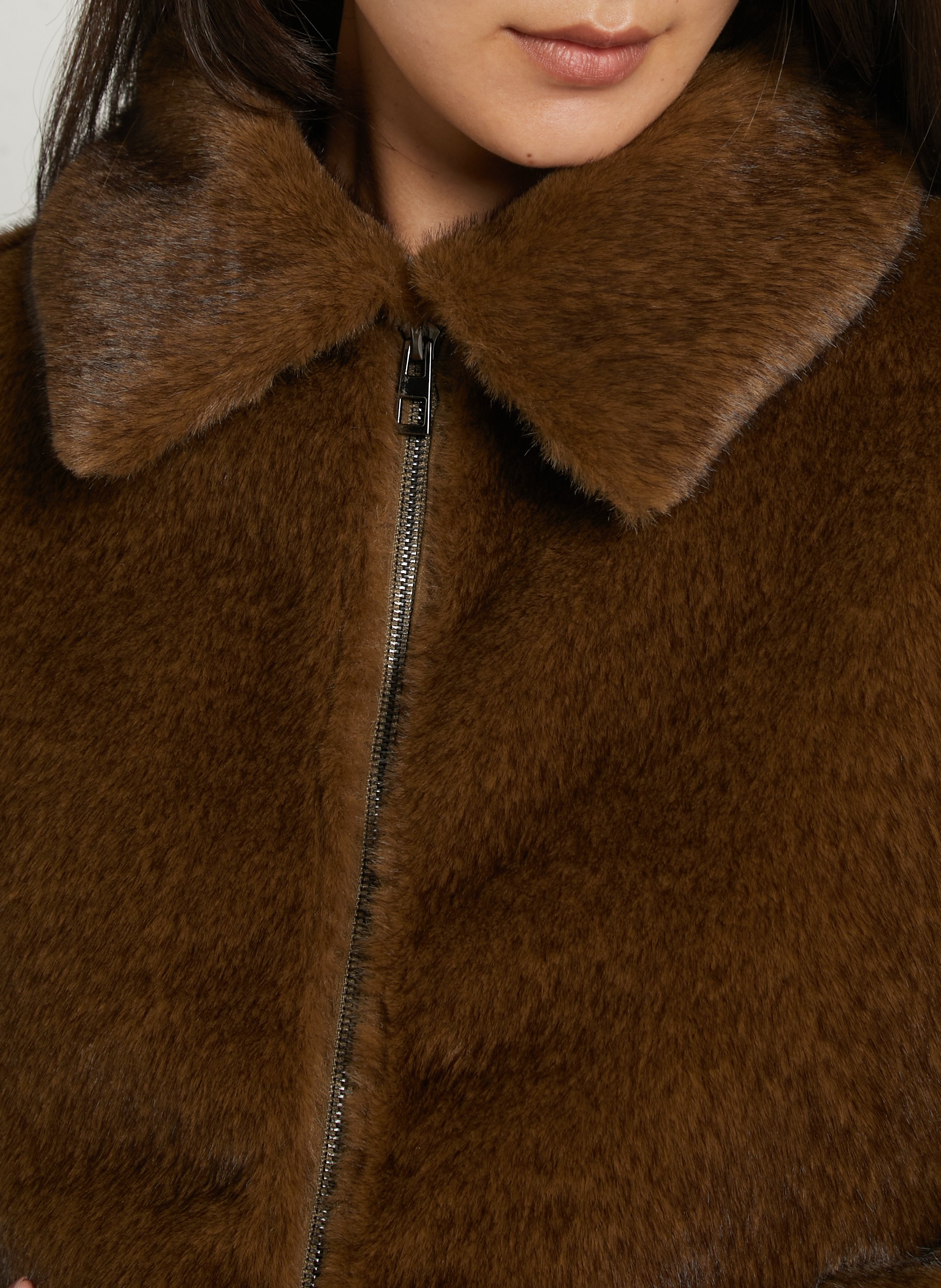 Faux fur coat SUNCOO Khaki