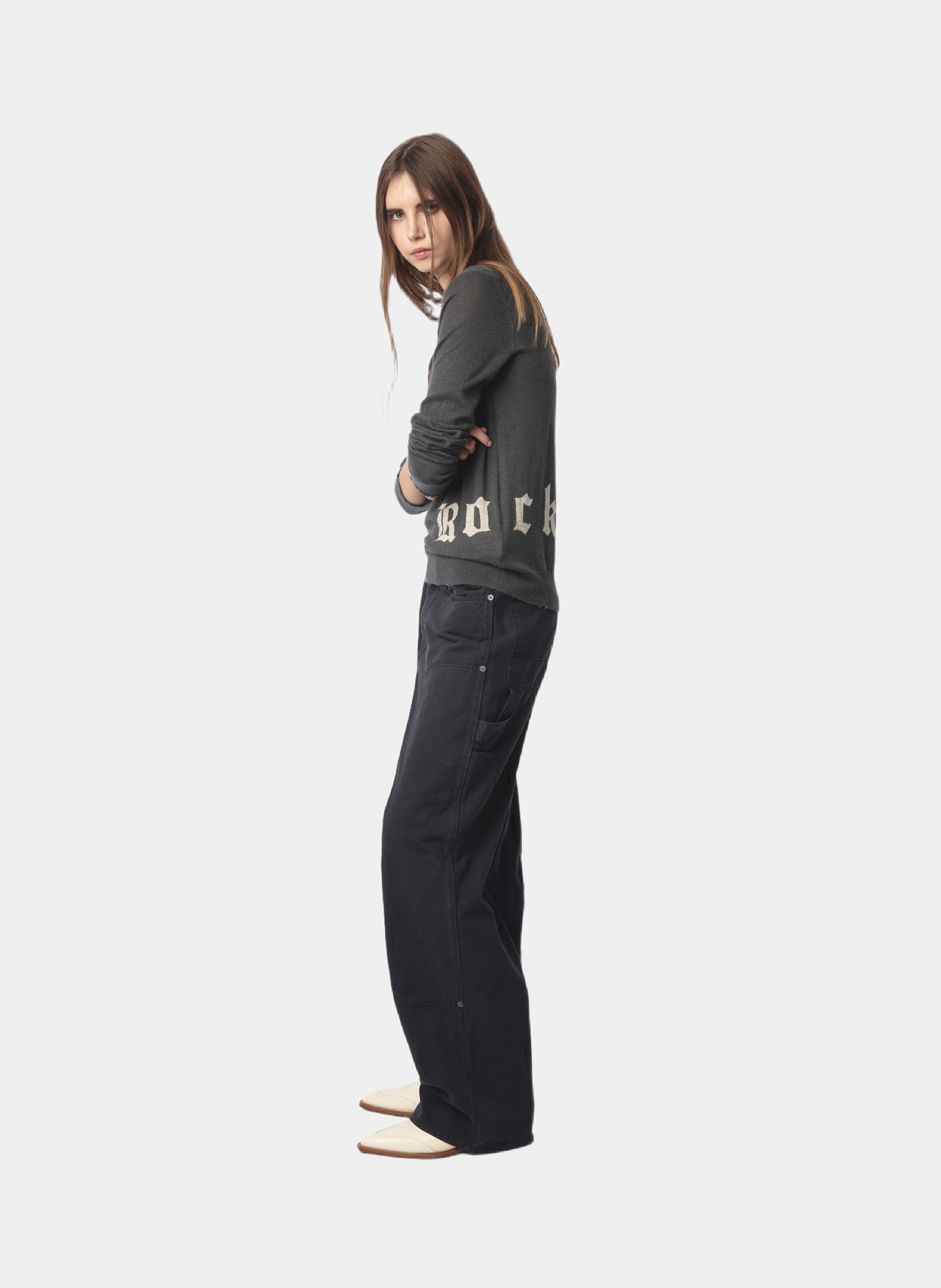 Pull droit en cachemire ZADIG&VOLTAIRE Gris
