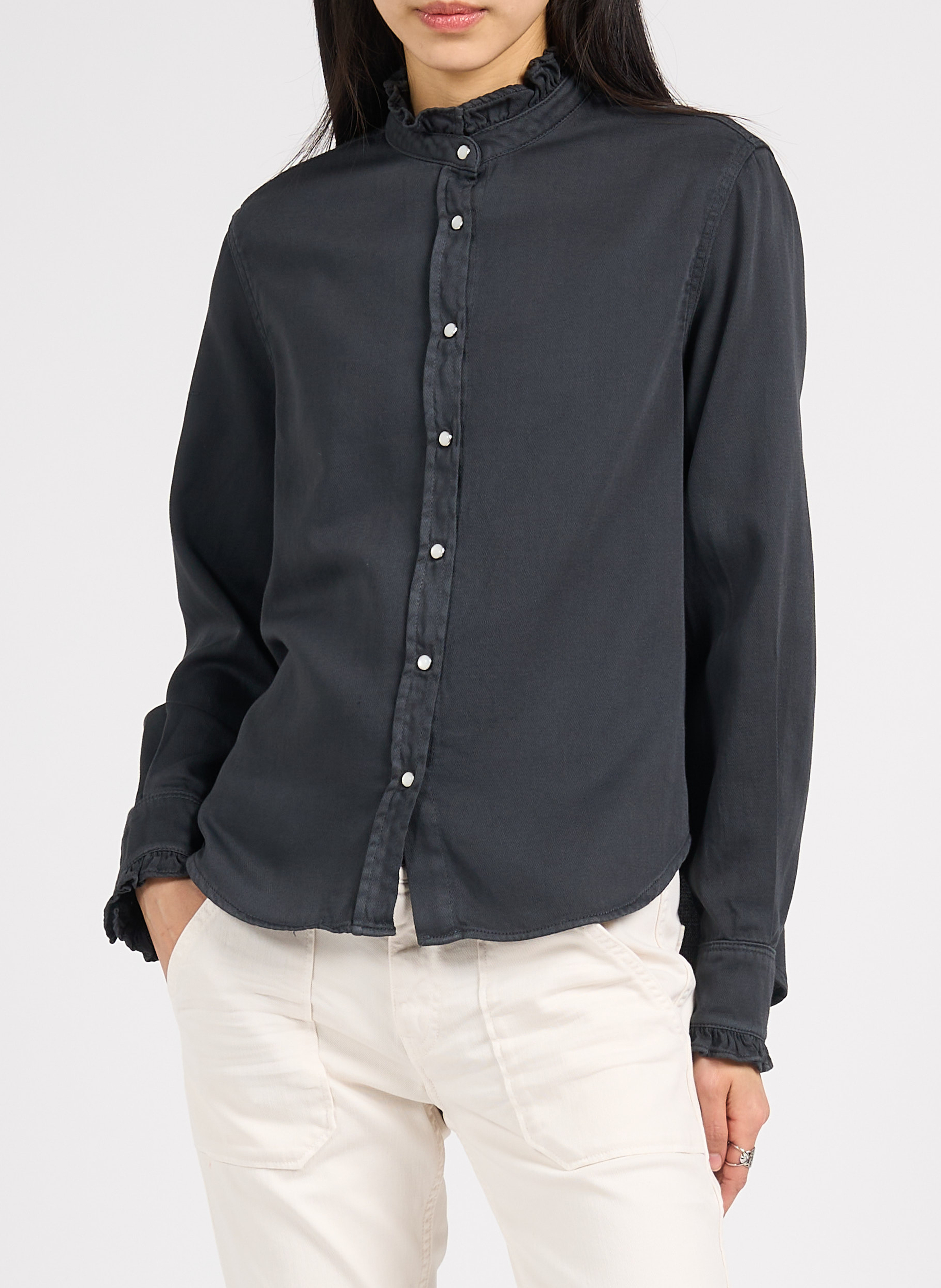 Cotton shirt with Victorian collar ACQUAVERDE Grey