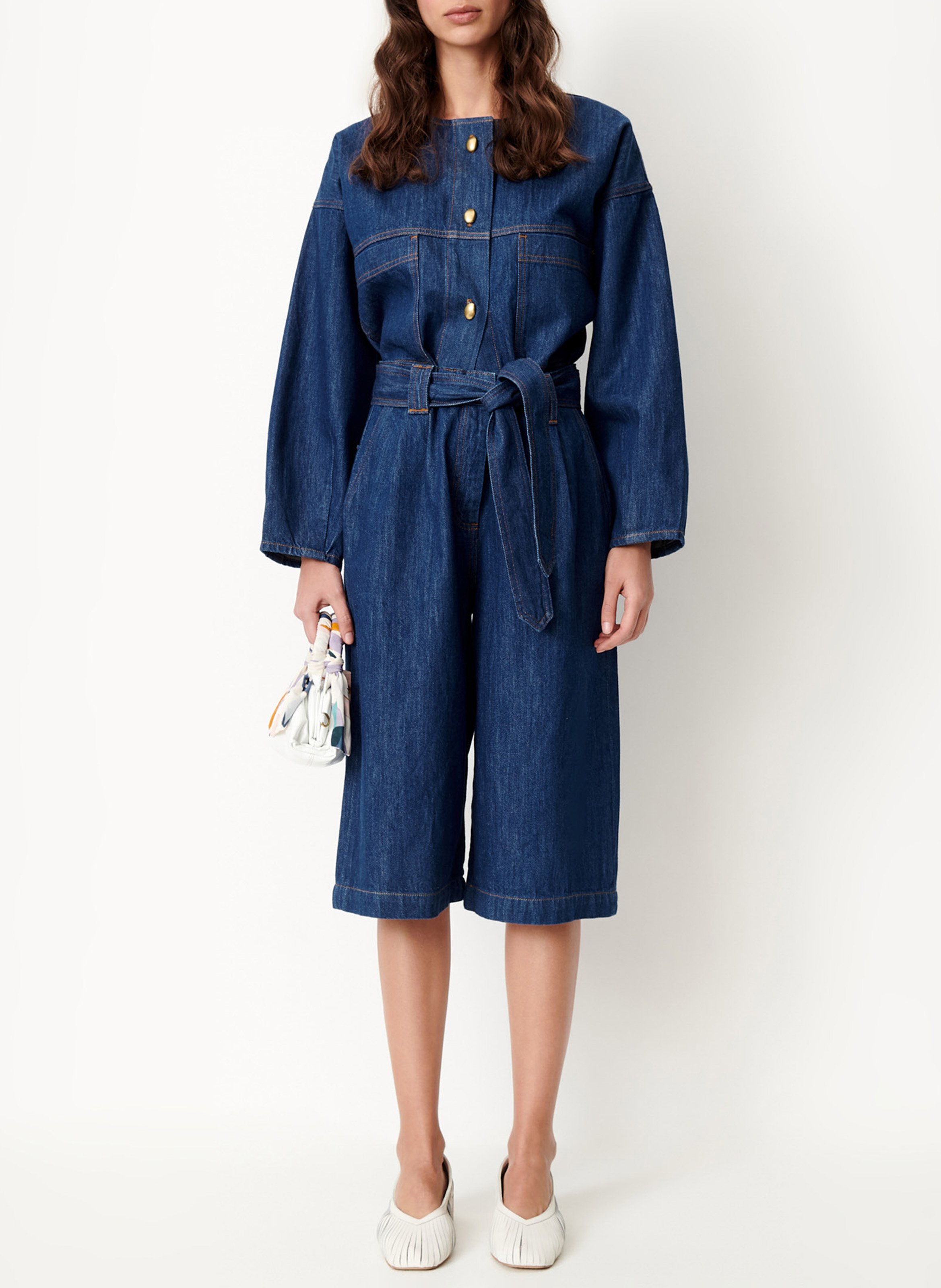 Oversized high-waisted bermuda van katoen SESSUN Blauw