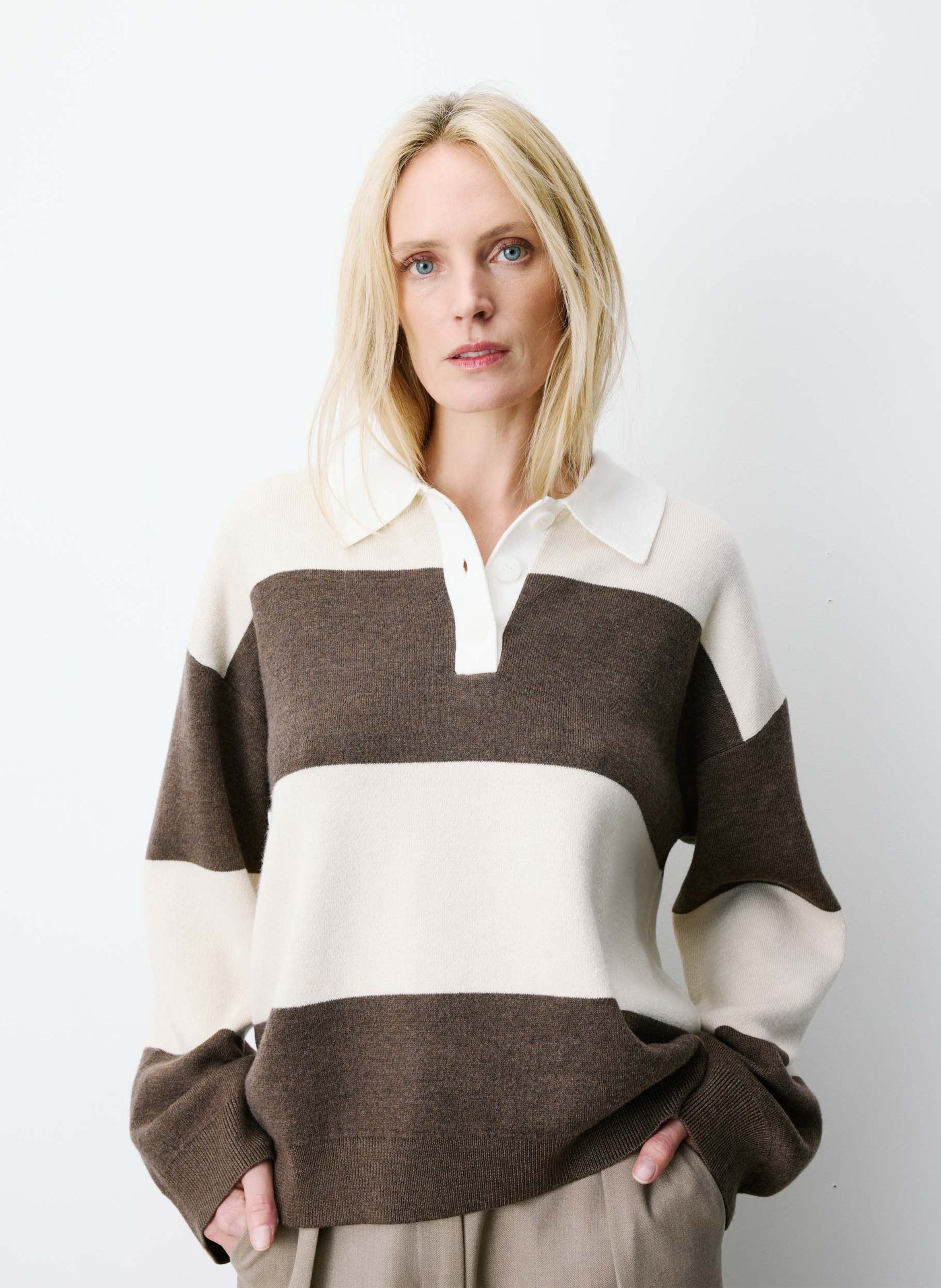 Oversized striped knit polo GRACE ET MILA