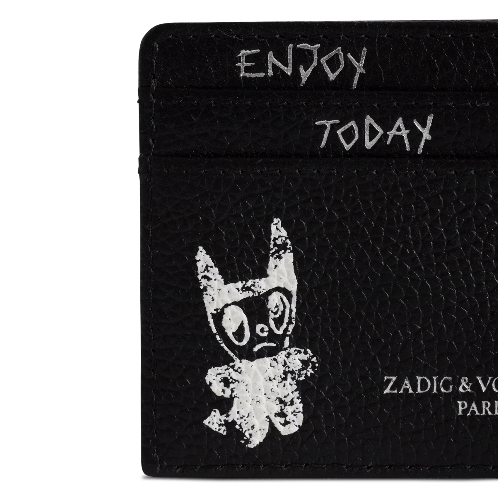Kartenetui aus geprägtem Leder ZADIG&VOLTAIRE Schwarz