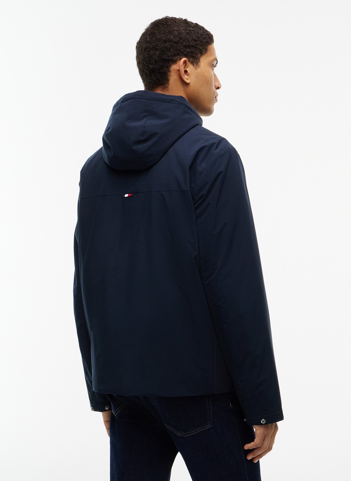 Gerader Mantel mit Reißverschluss und Kapuze TOMMY HILFIGER Blau