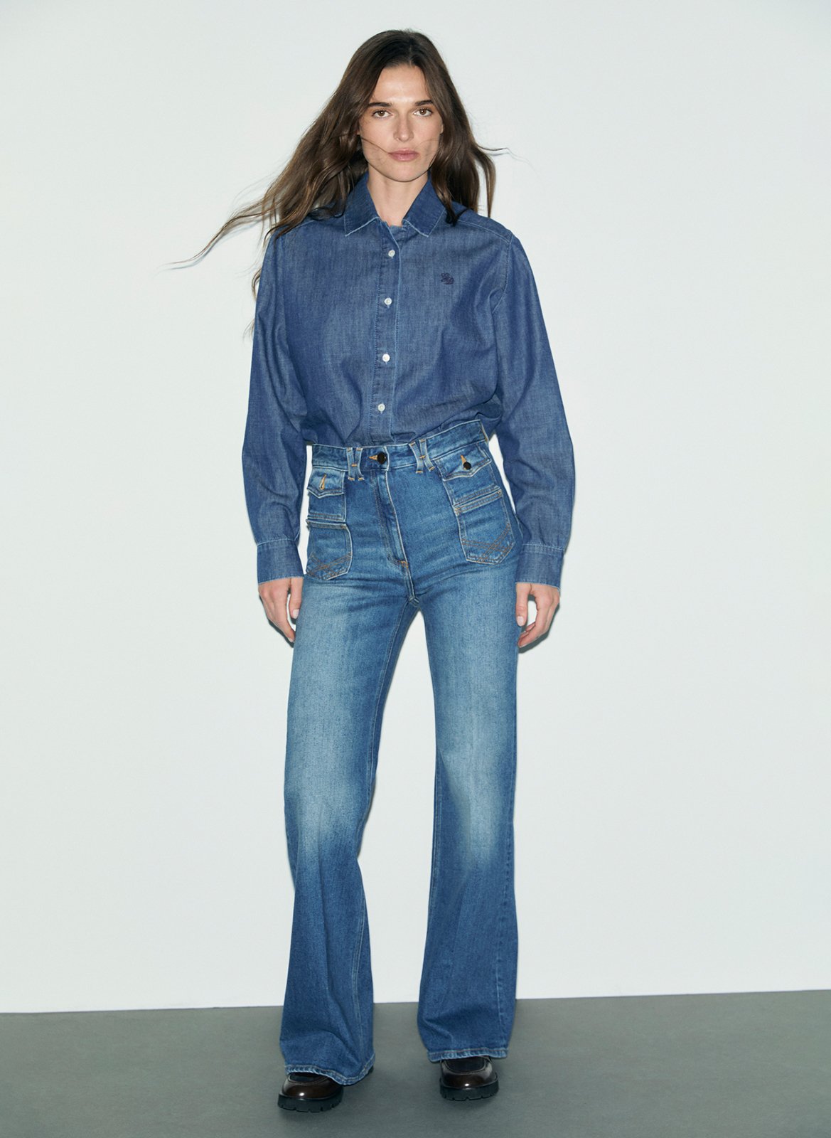Straight-cut cotton shirt with classic collar GERARD DAREL Blue
