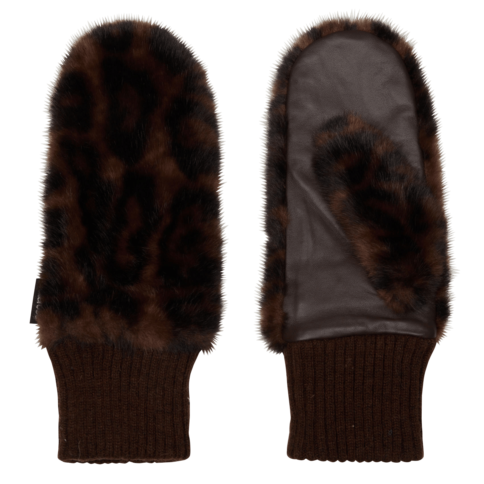 Leopard faux fur mittens BELLEROSE Grey