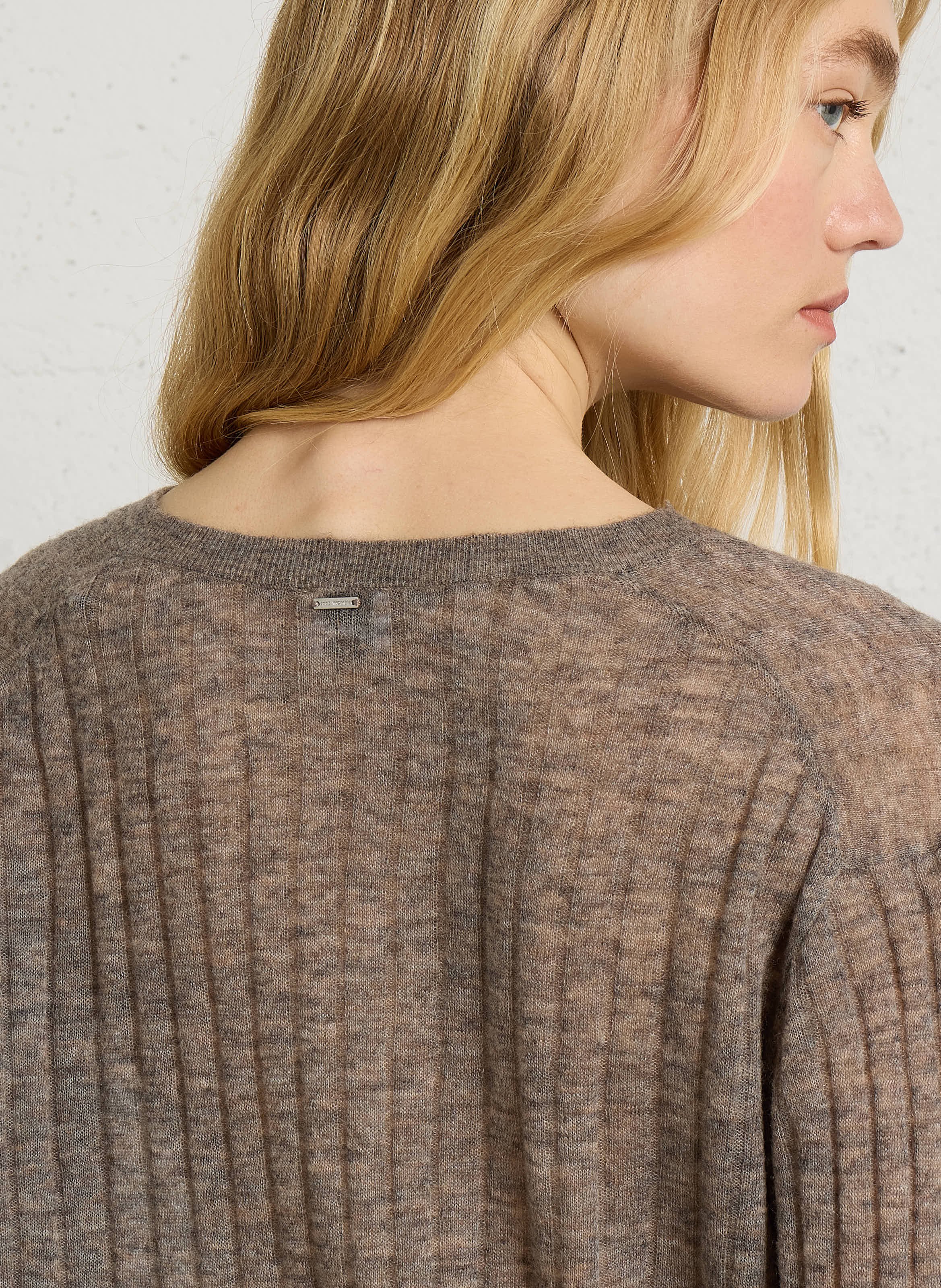 Ribbed wool blend oversized sweater IKKS Brown