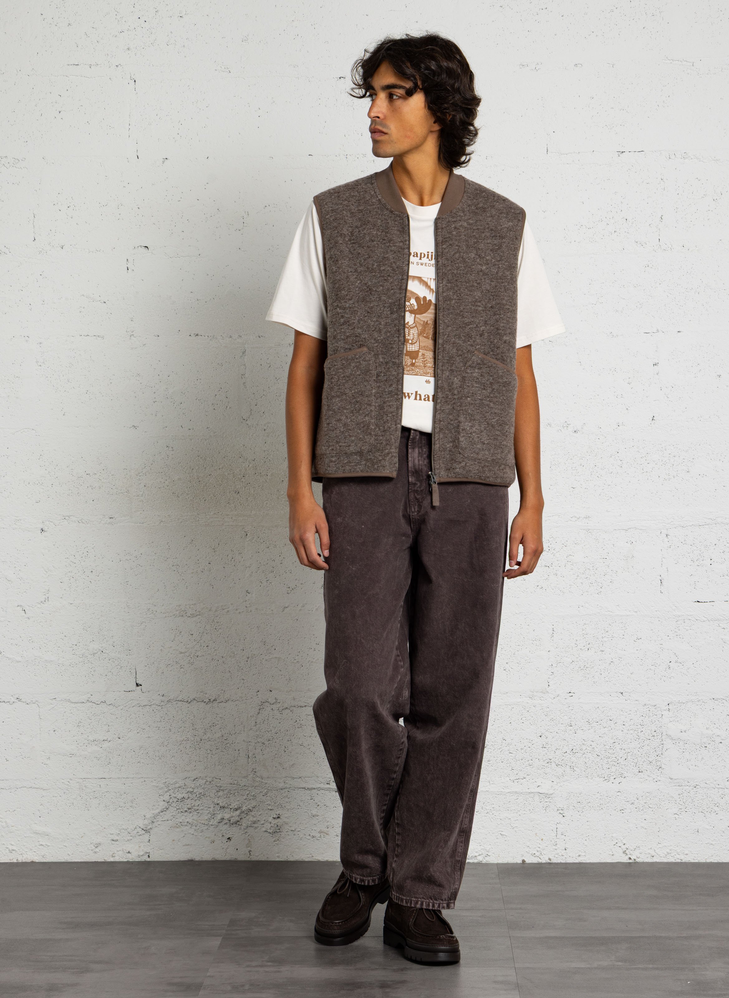 Gilet con collo teddy in misto lana HARTFORD Marrone