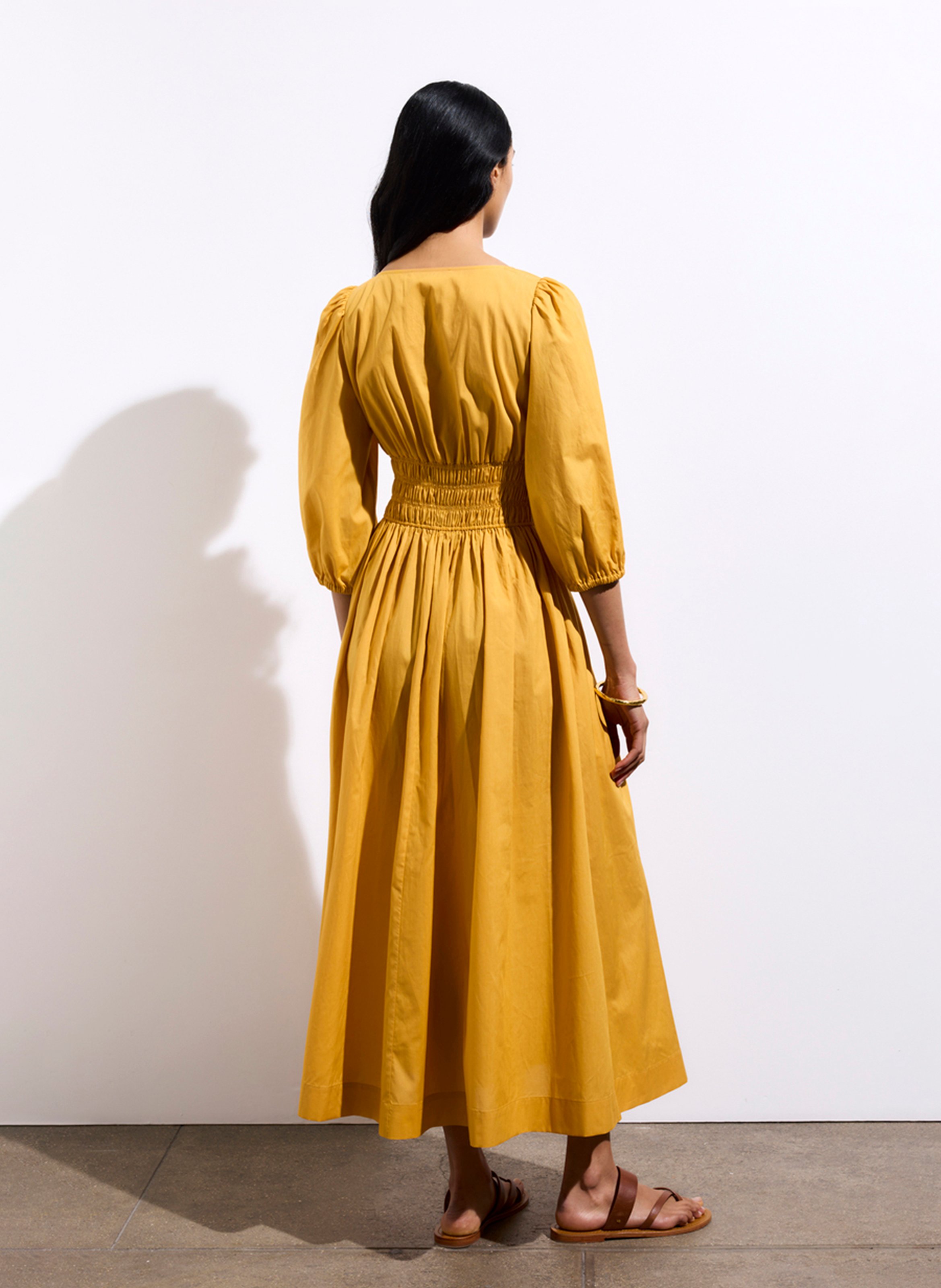 Long flared V-neck dress VANESSA BRUNO Yellow