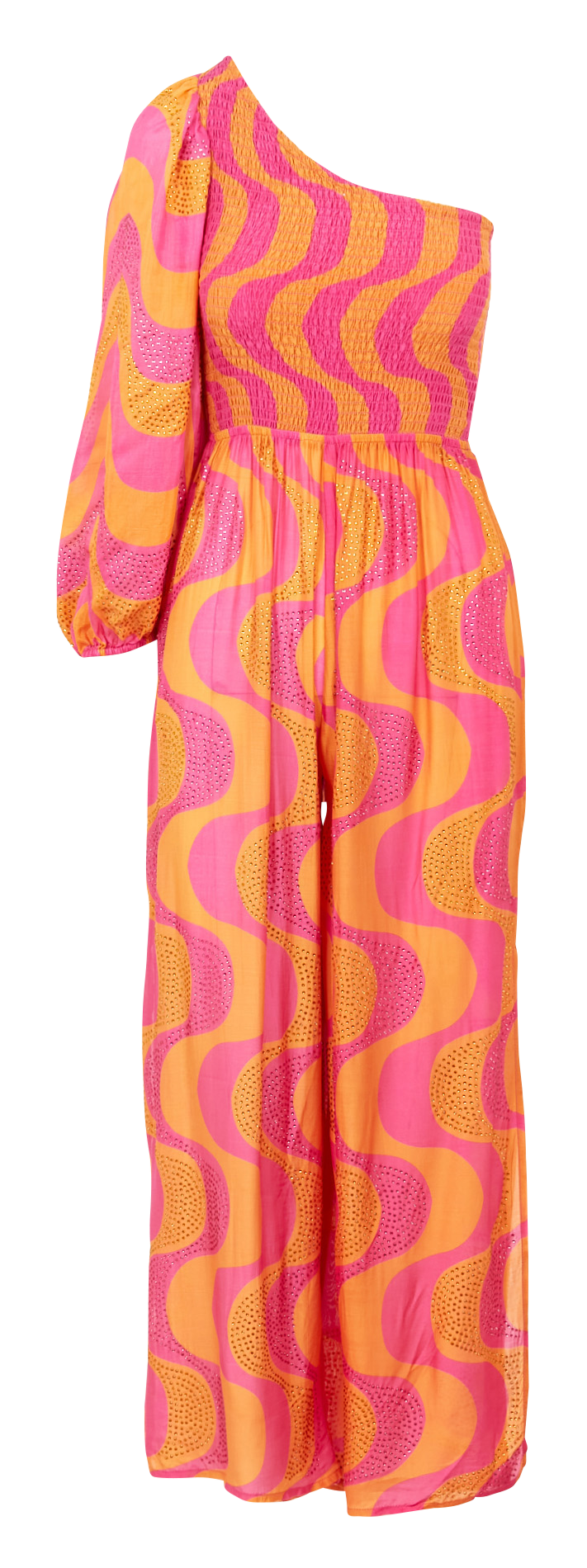 Asymmetric jumpsuit with rhinestones SUNDRESS Orange