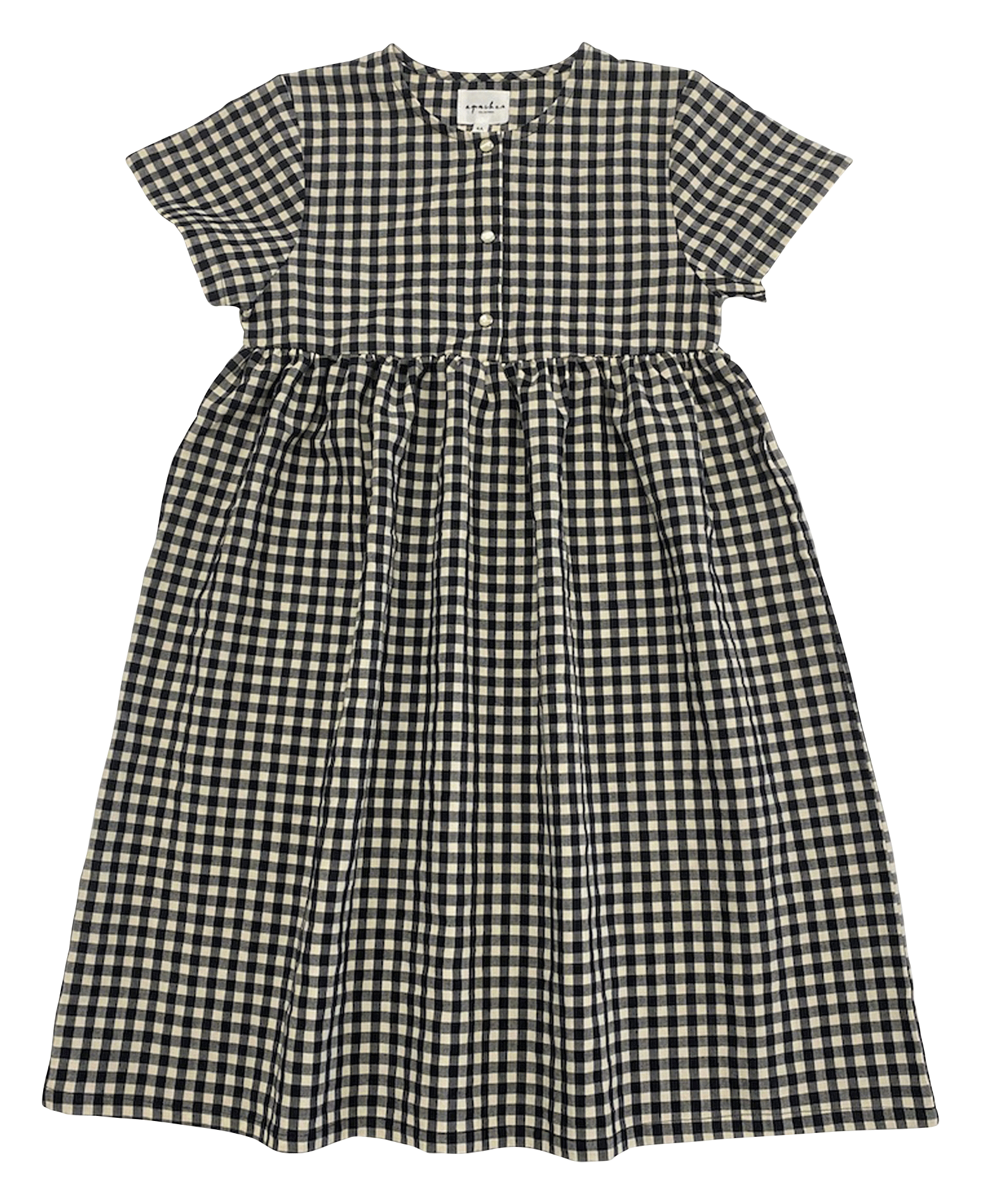 Loose-fit check round-neck dress APACHES COLLECTIONS Black