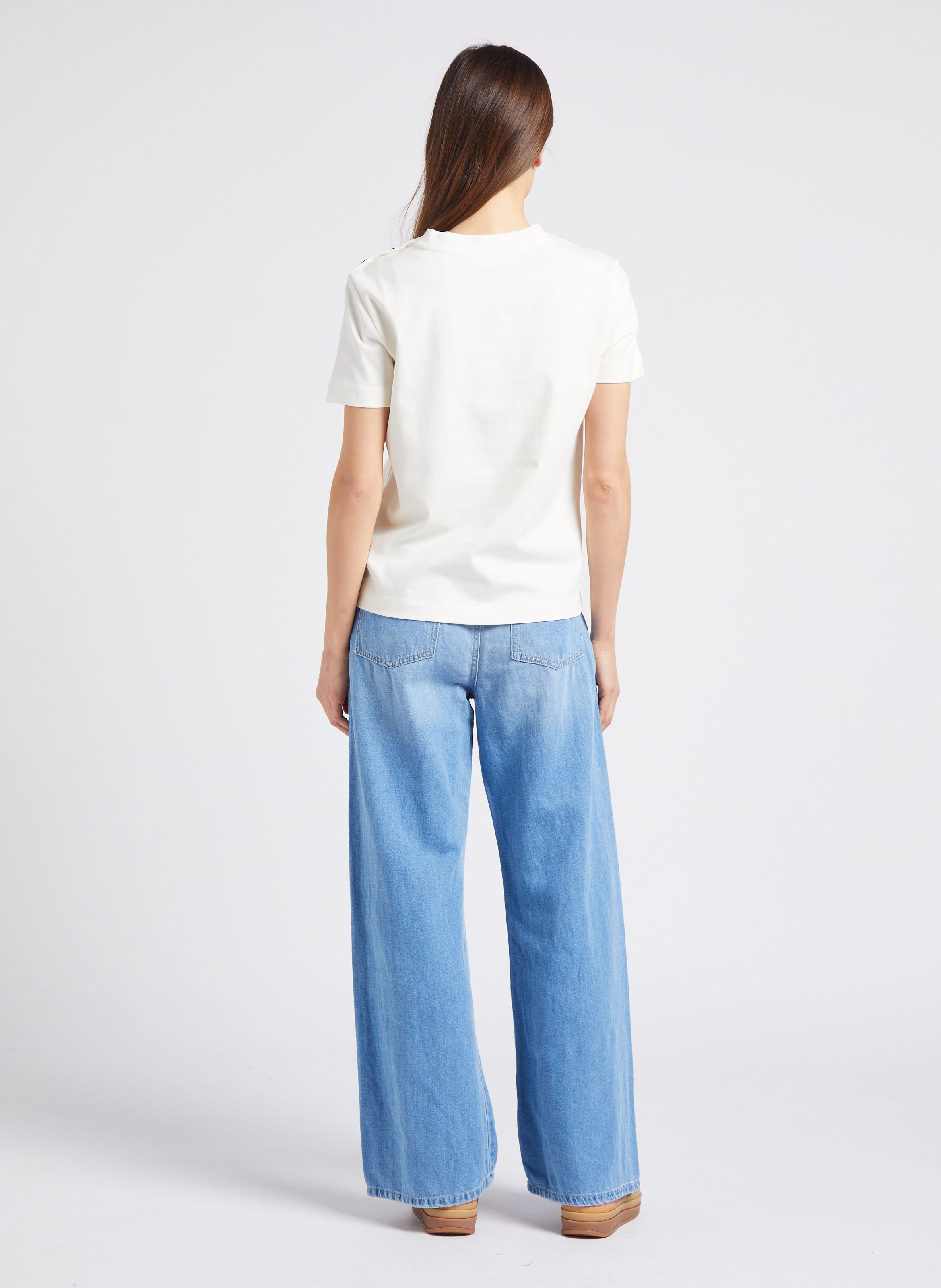 Round-neck cotton T-shirt MAISON 123 Beige