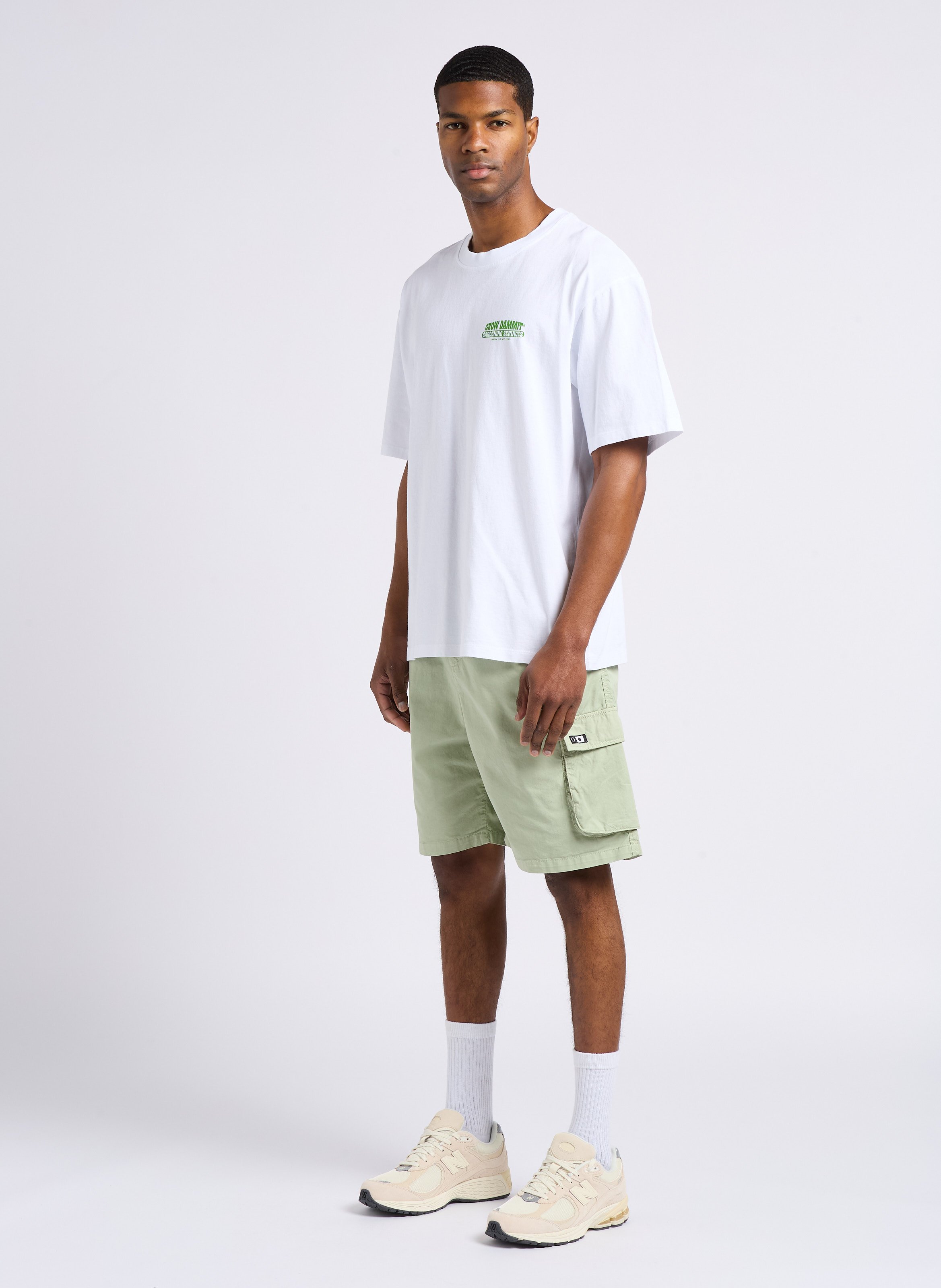 Short cotton twill cargo Beige