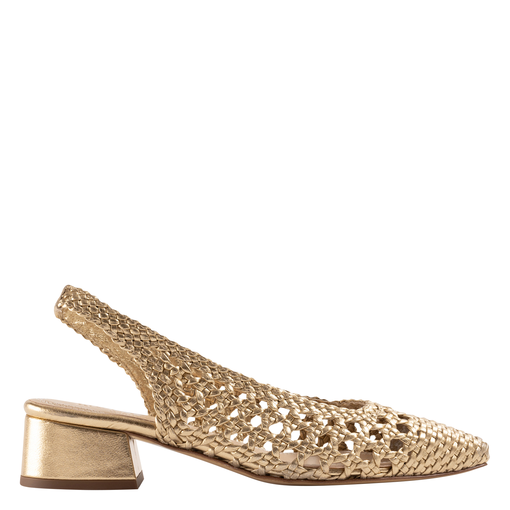 Sandales à talons en cuir tressé SOULIER MARTINEZ Doré