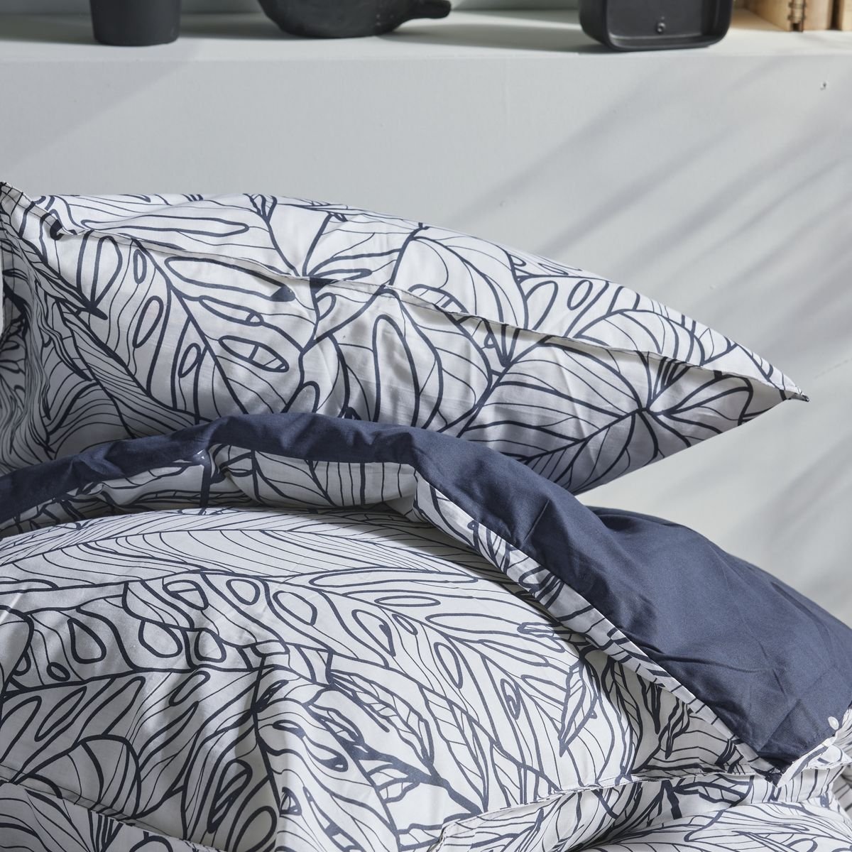 Zippered cotton printed bedding set TODAY LINGE DE MAISON White
