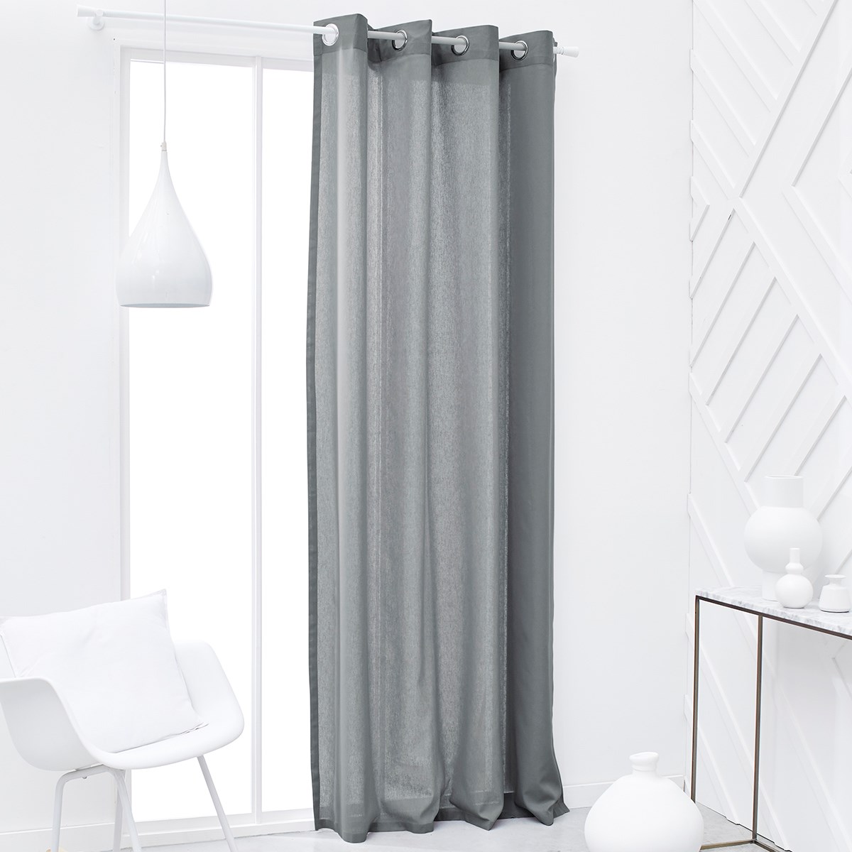 Cotton eyelet curtain TODAY LINGE DE MAISON Grey