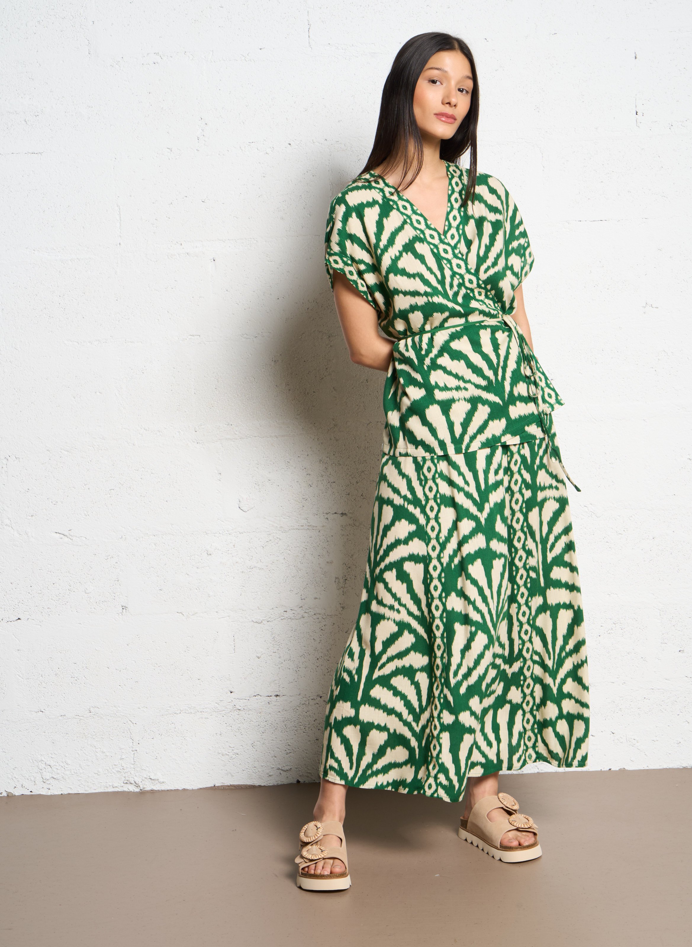 Buttoned wool-blend jacket with classic collar LA PETITE ETOILE Green