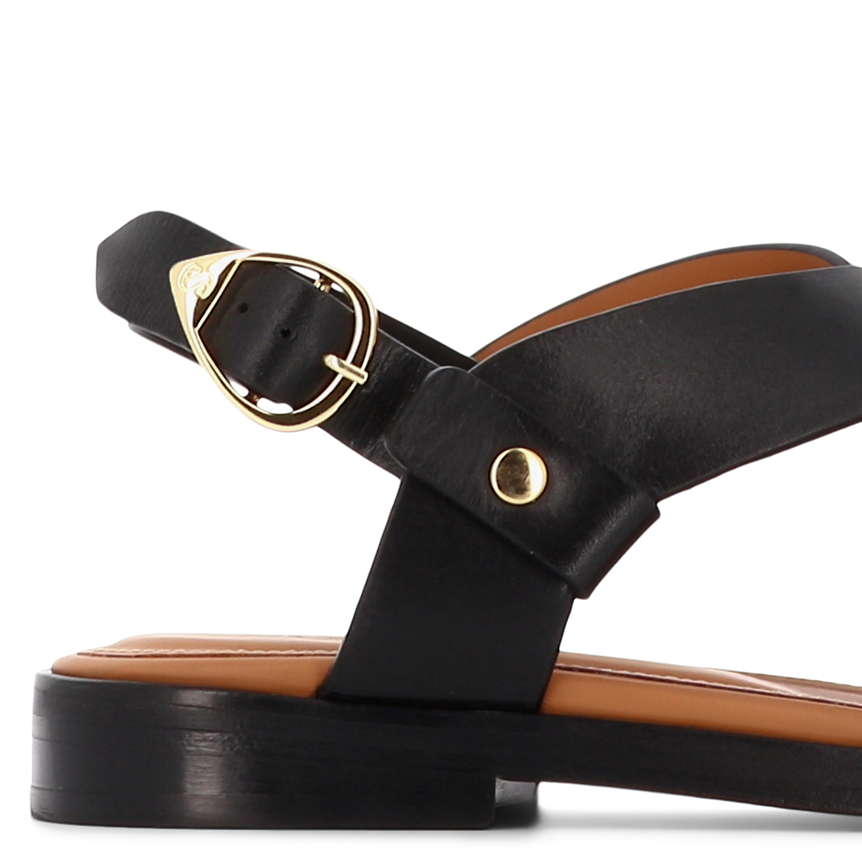 Sandales plates à brides croisées en cuir SOCQUE PARIS Noir